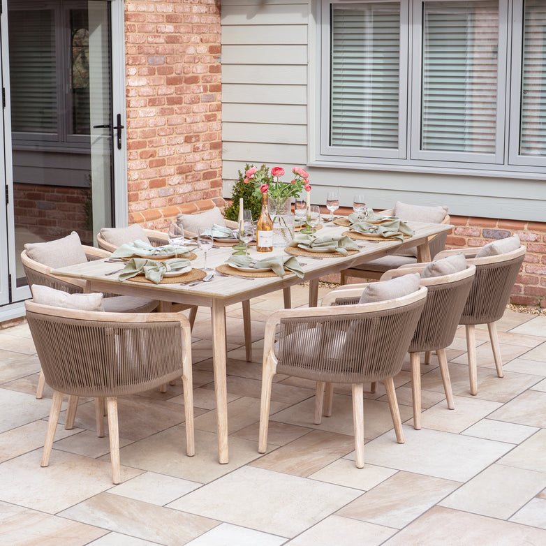 Evora 8 Seat Rectangular Dining Set in Mocha