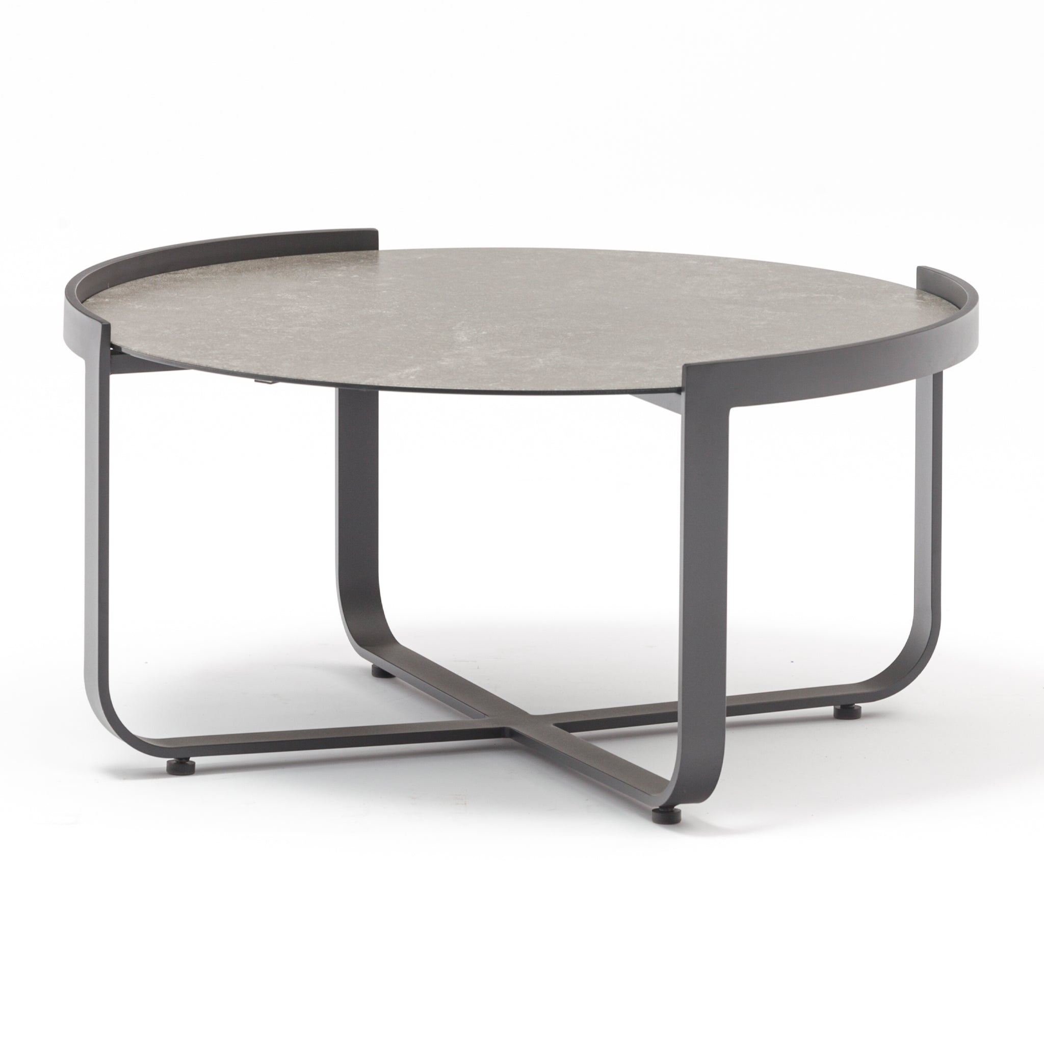 Bloom Coffee Table 80cm with Ceramic Top in Charcoal