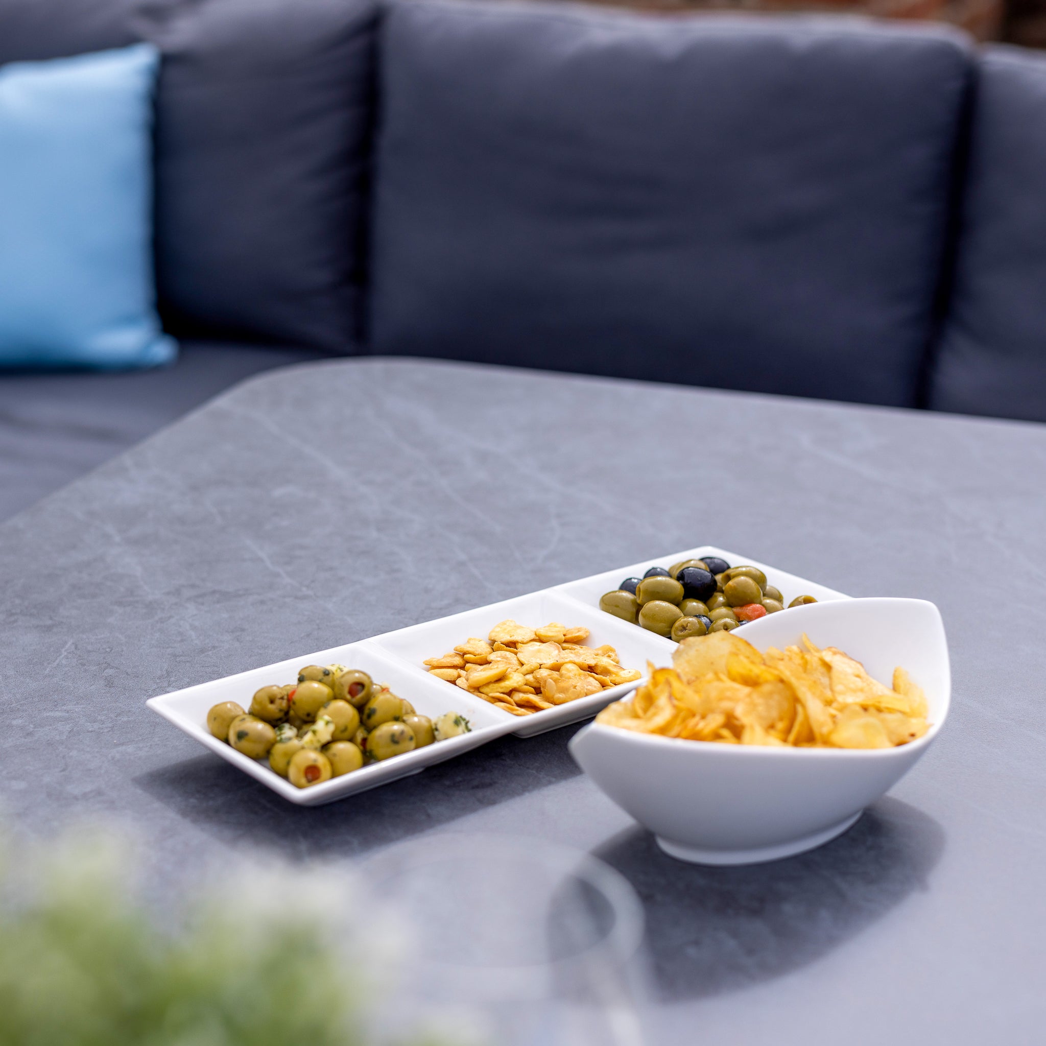 Monterrey Rope Rectangular Corner Dining Set with Rising Table in Grey (Right Hand)