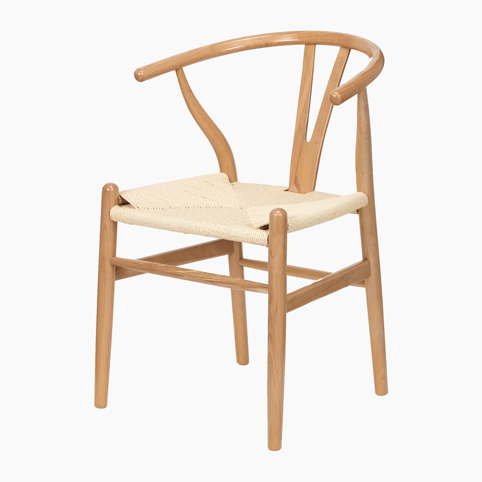 The Pacific Lifestyle - Quinn Dining Chair boasts a stylish Y-shaped backrest and a natural rope seat, expertly crafted from premium beech wood.