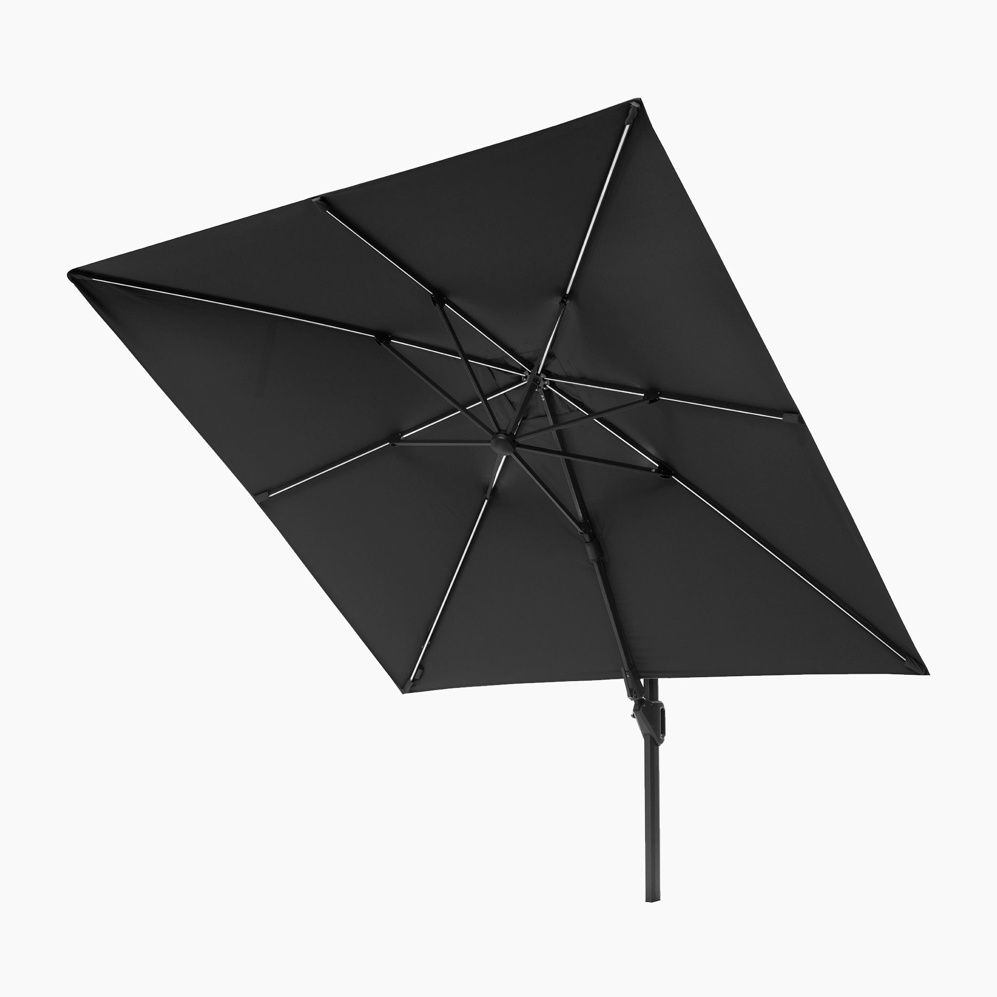 Glow Challenger T2 3m Square Cantilever Parasol in Anthracite, featuring a powder-coated aluminium frame, displayed open against a plain white background.