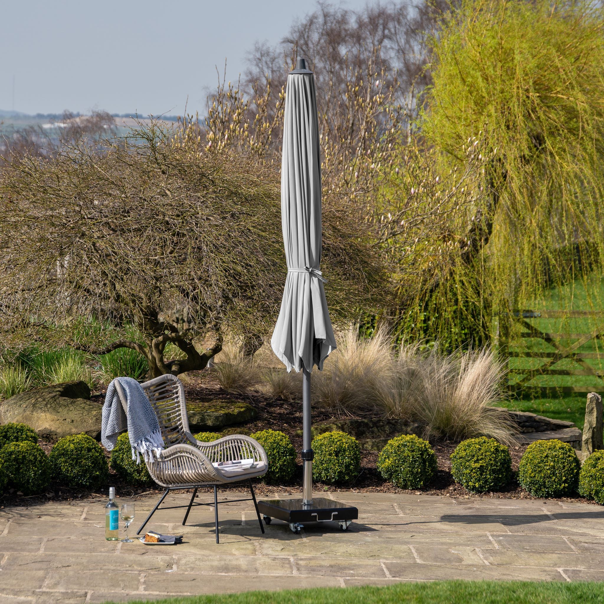 Riva 3.5m Round Grey Parasol