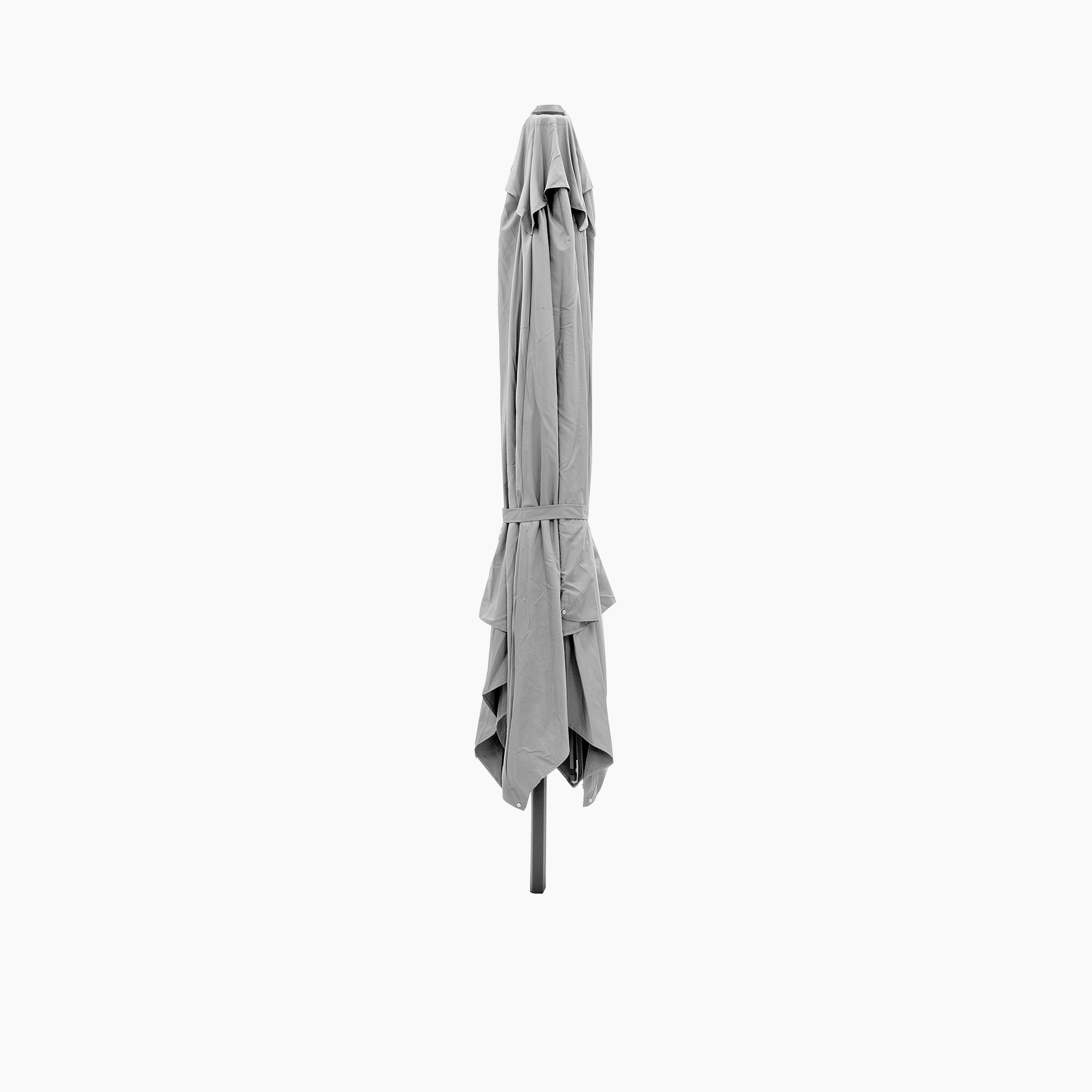 The Pacific Lifestyle Challenger T2 3m Square Cantilever Parasol in Grey features UV protection with a durable, powder-coated aluminum frame shown on a white background.