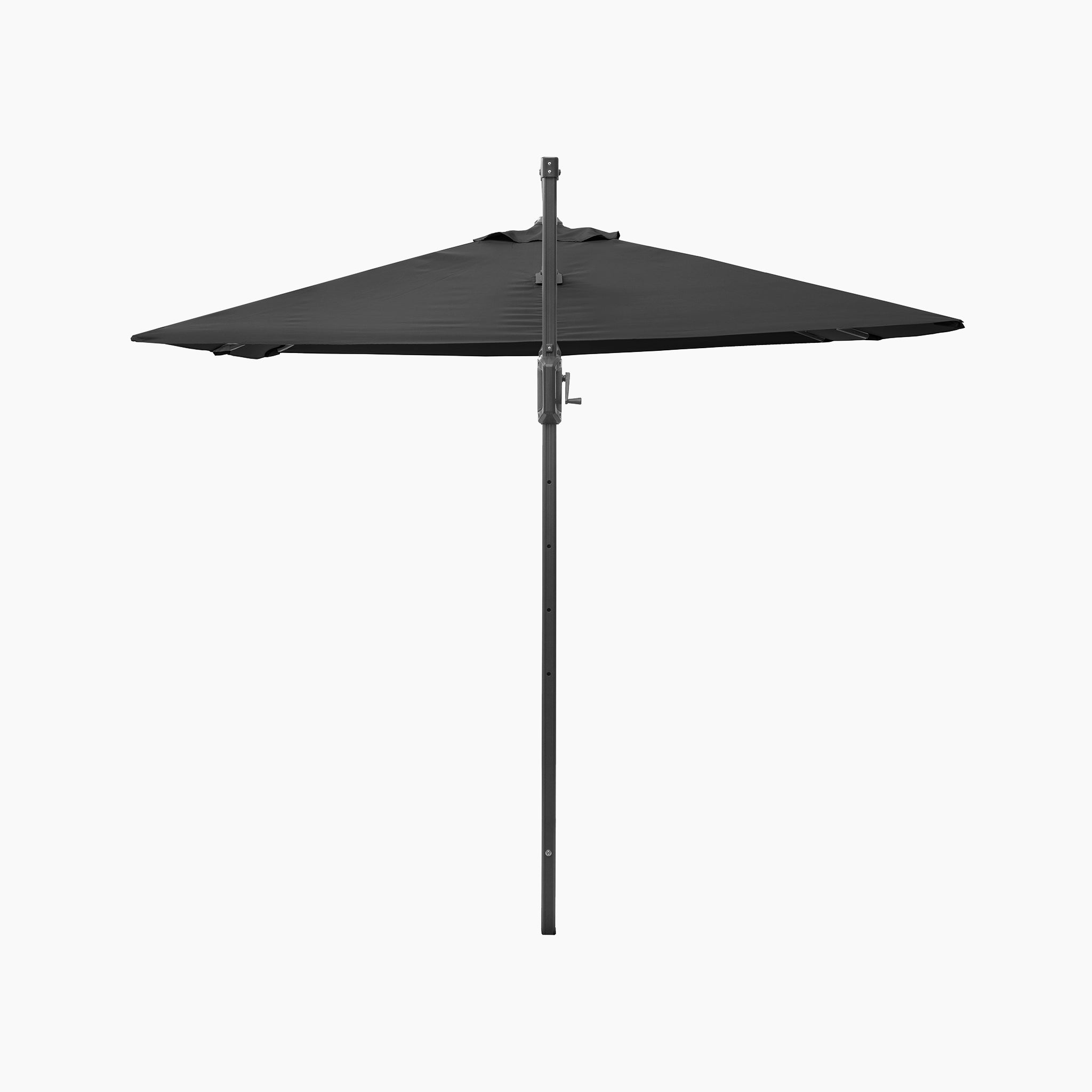 Pacific Lifestyle Voyager T2 2.7m square cantilever parasol in anthracite with 90kg granite base, shown fully opened against a plain white background.