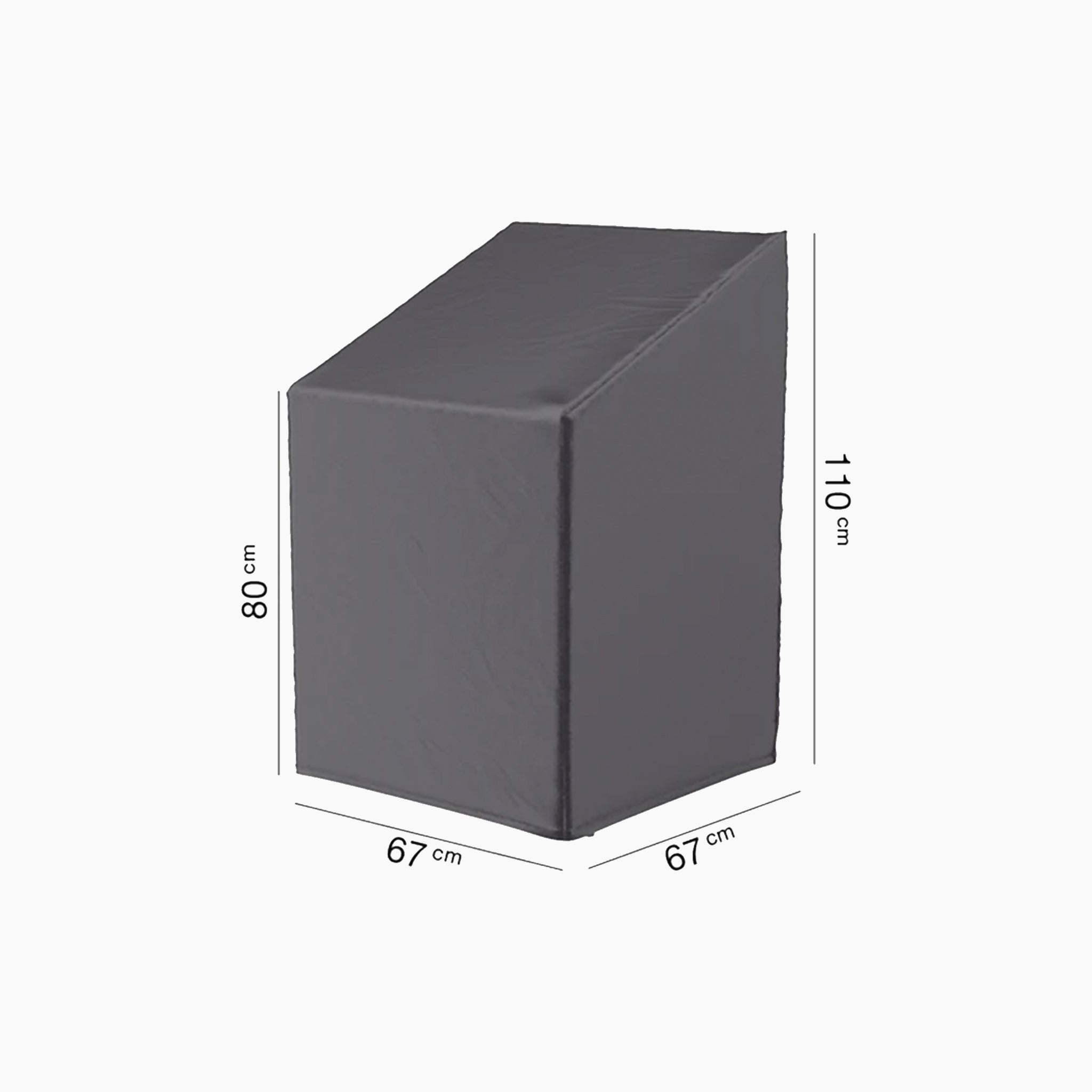 The AeroCover - Stackable Chair Cover 67 x 67 x 80/110 is a stylish black protective cover that offers UV protection and is waterproof. It has dimensions of 110 cm in height, 67 cm in width, and 80 cm in depth.