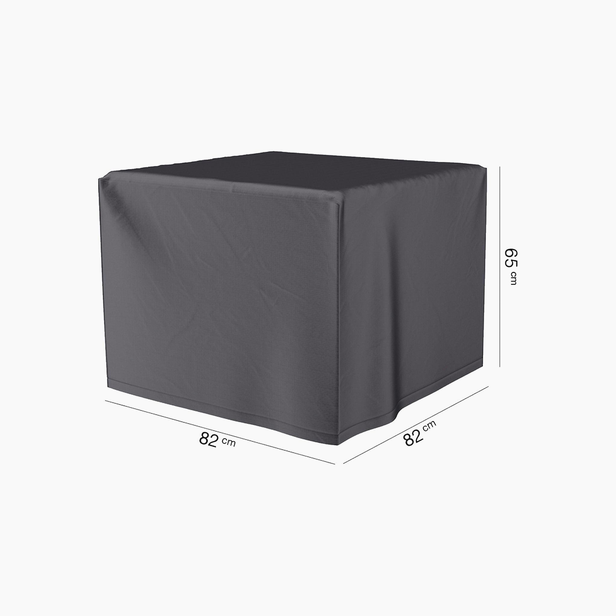 The AeroCover - Firetable 82x82x65cm high features a sleek black cover with a unique pattern, designed to be water-resistant and UV protected for lasting durability.