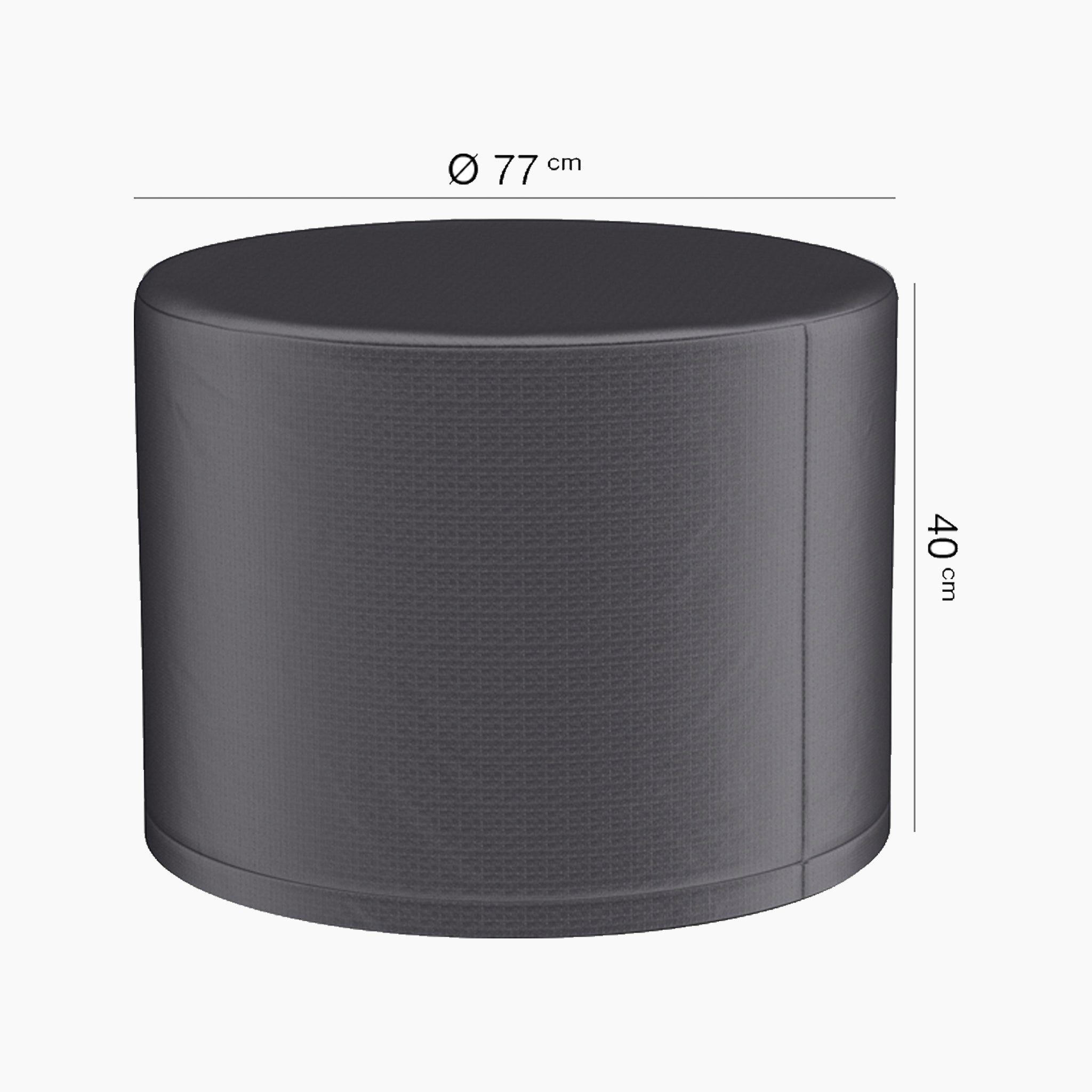 The AeroCover - Firetable Round 77x40cm high is a gray cylindrical pouf with a water-resistant cover.