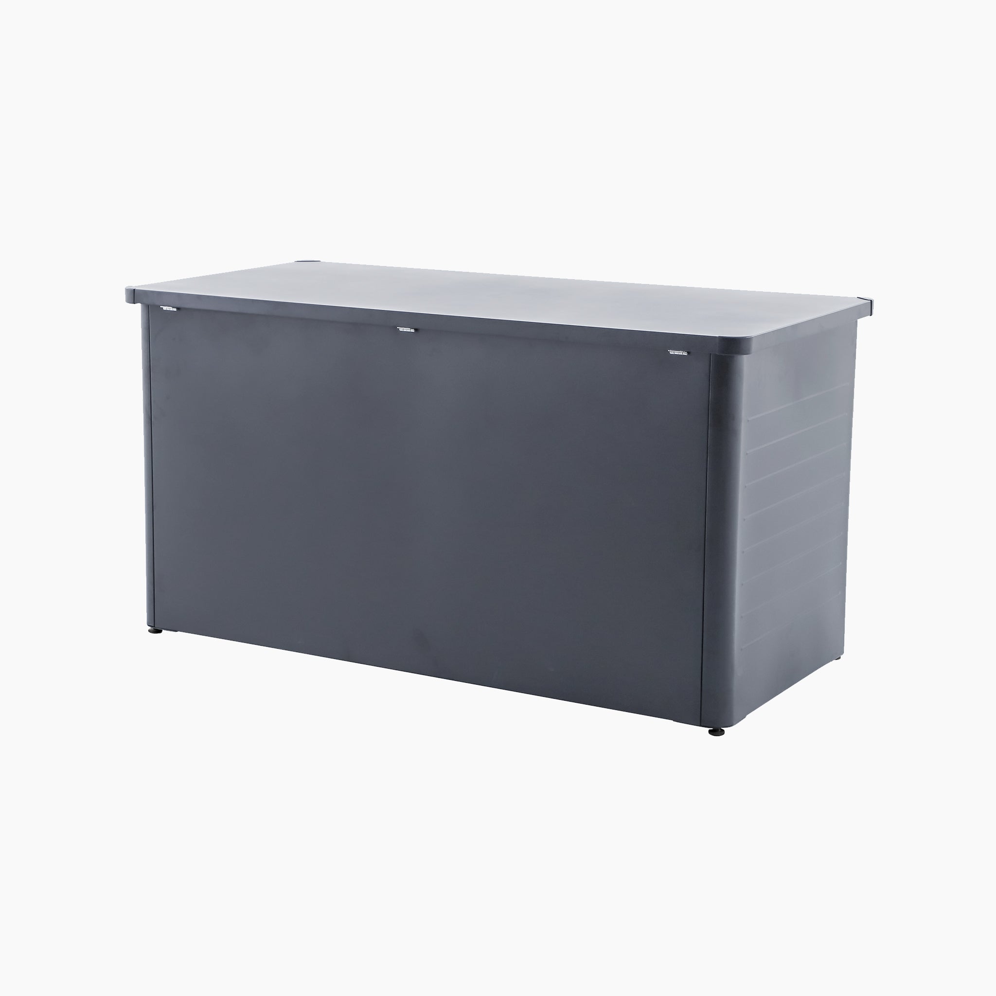 The Pacific Lifestyle - Rhode Island Large Outdoor Cushion Box in Anthracite, a spacious rectangular storage box with a hinged lid, is displayed on a white background.