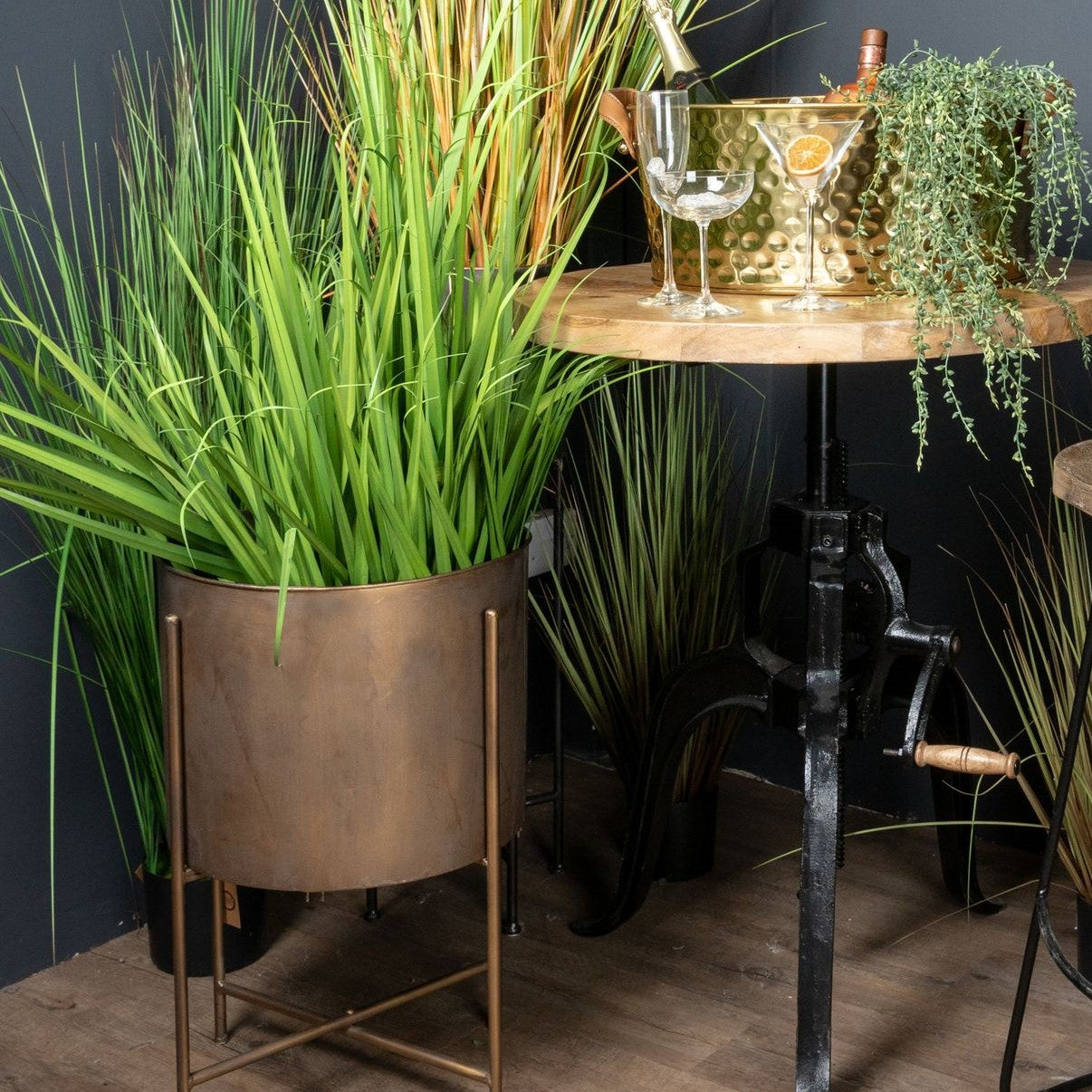 Large Bronze Planter On Frame