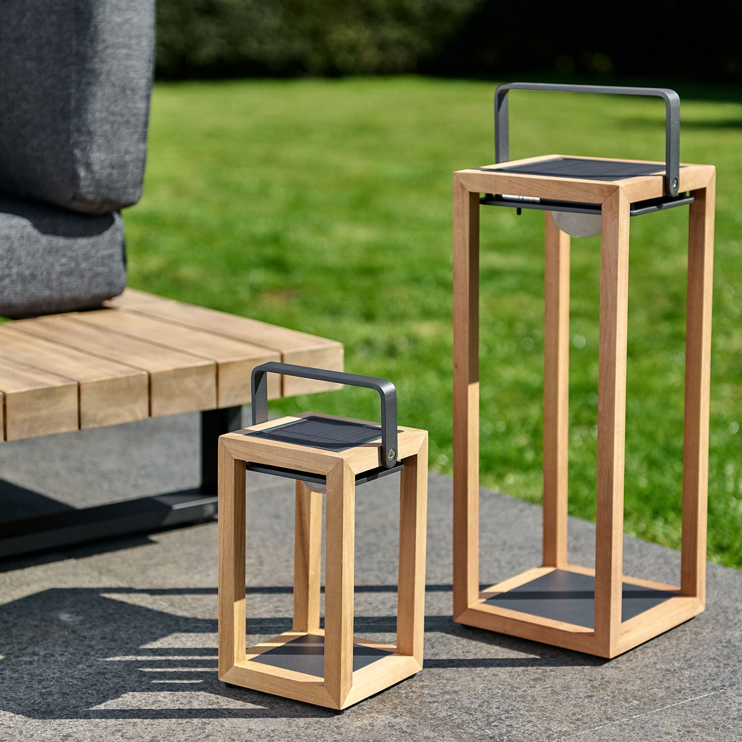 Luxor Table Outdoor and Indoor Solar Lantern In Teak