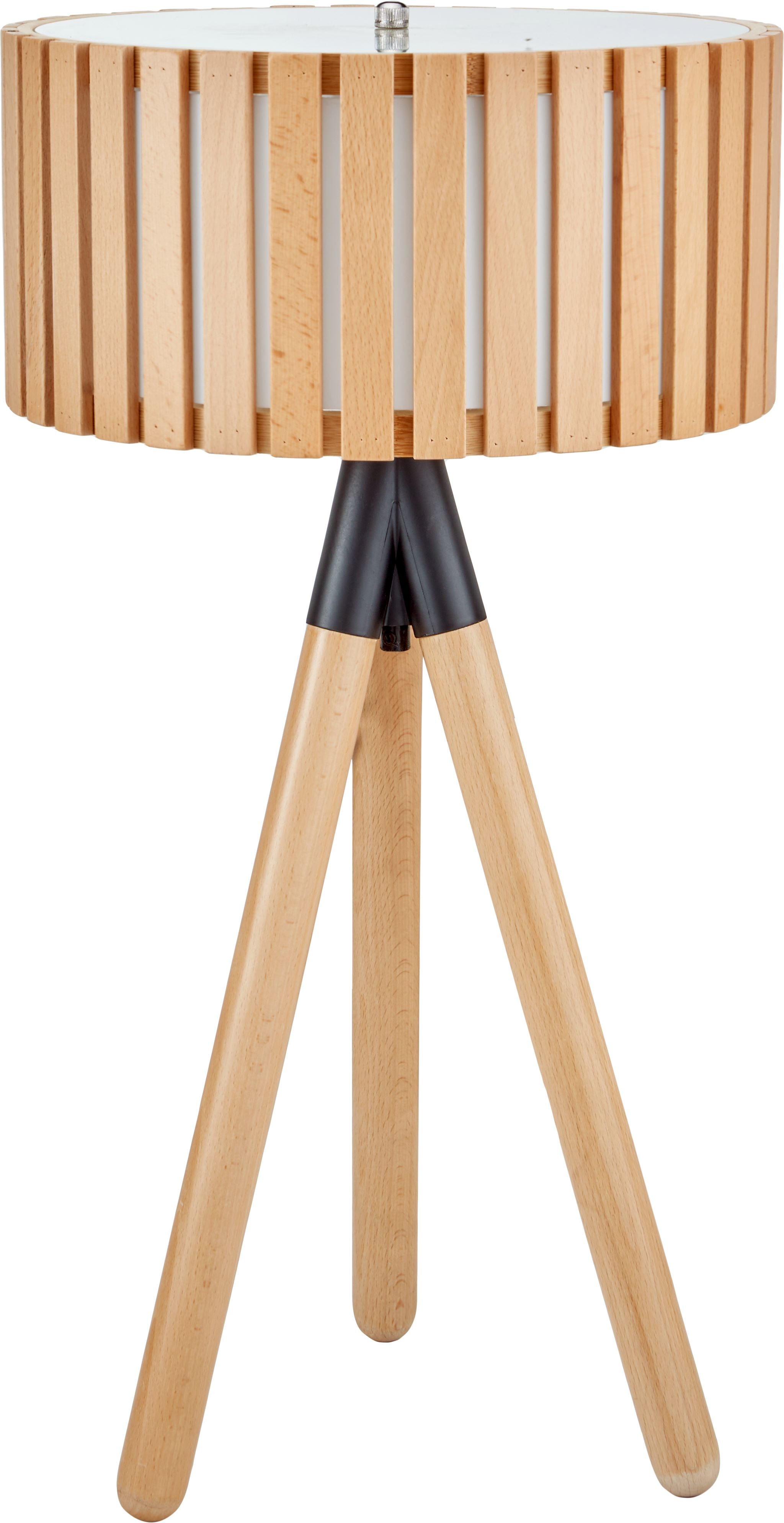 Rabanne Slatted Natural Wood Tripod Table Lamp