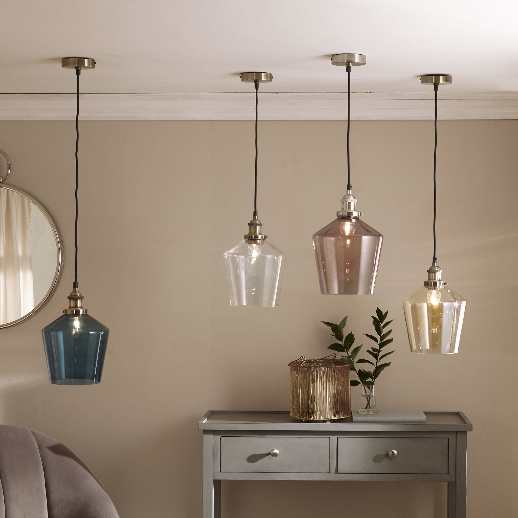 Emmanuelle Antique Brass Metal and Clear Glass Pendant