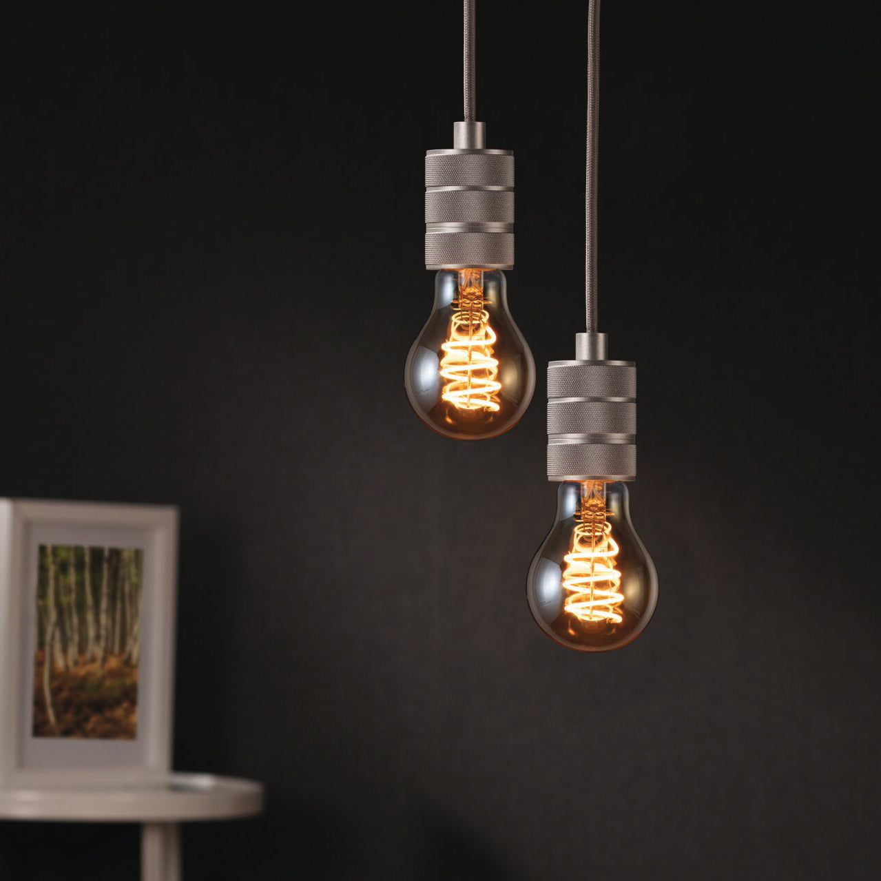 Hanging lights with led bulb on