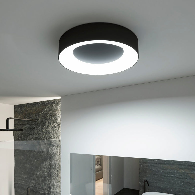 The Paulmann - Casca 25W LED Switch 2100lm Ceiling Light in Black Matt stylishly brightens the room, providing adjustable light color to create the ideal lighting ambiance for any mood.