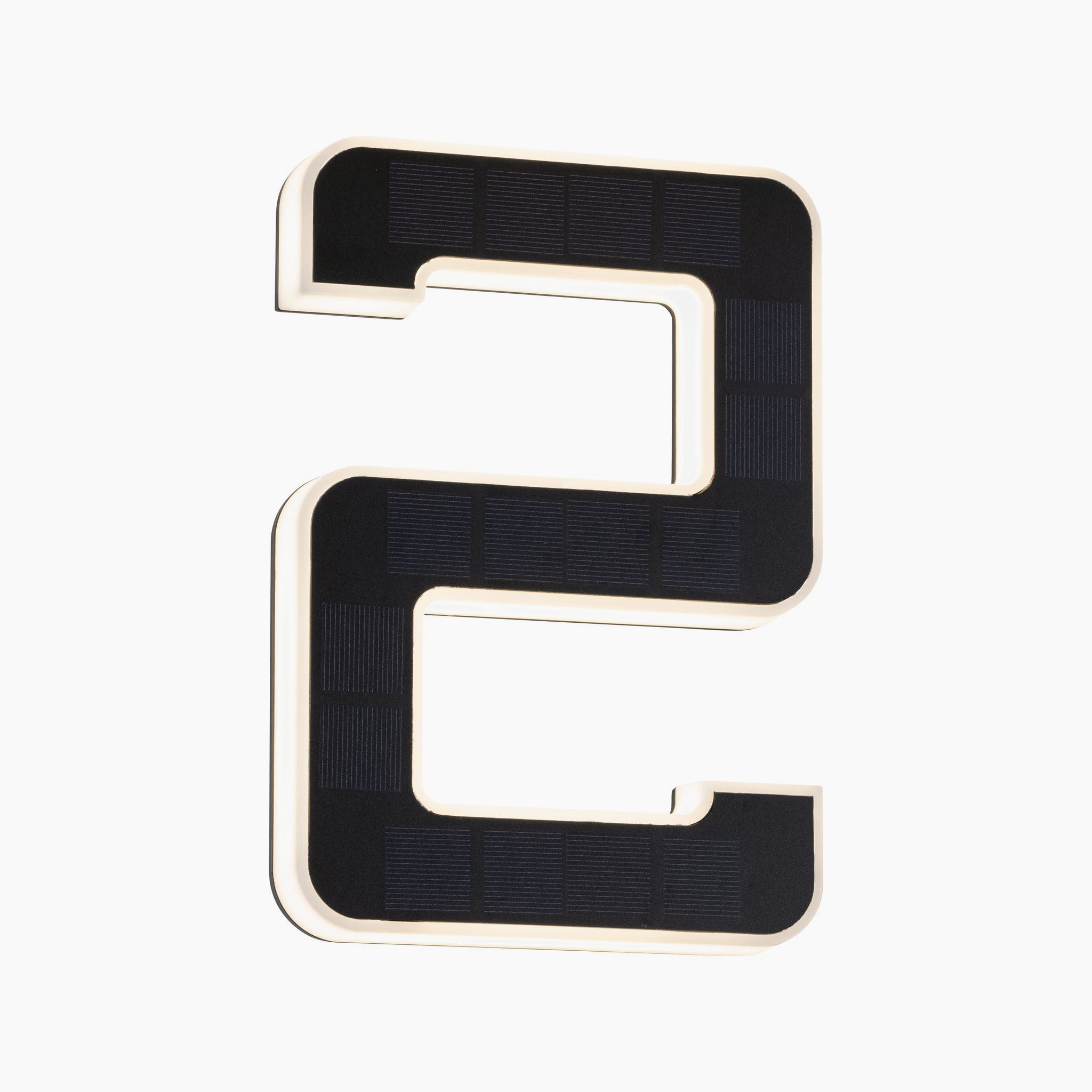 Introducing the Paulmann Outdoor Solar House Number "2" LED, featuring a sophisticated black design on a crisp white background. This 0.2W illuminated house number comes with a replaceable battery and enhances curb appeal while ensuring visibility both day and night with its modern aesthetic.
