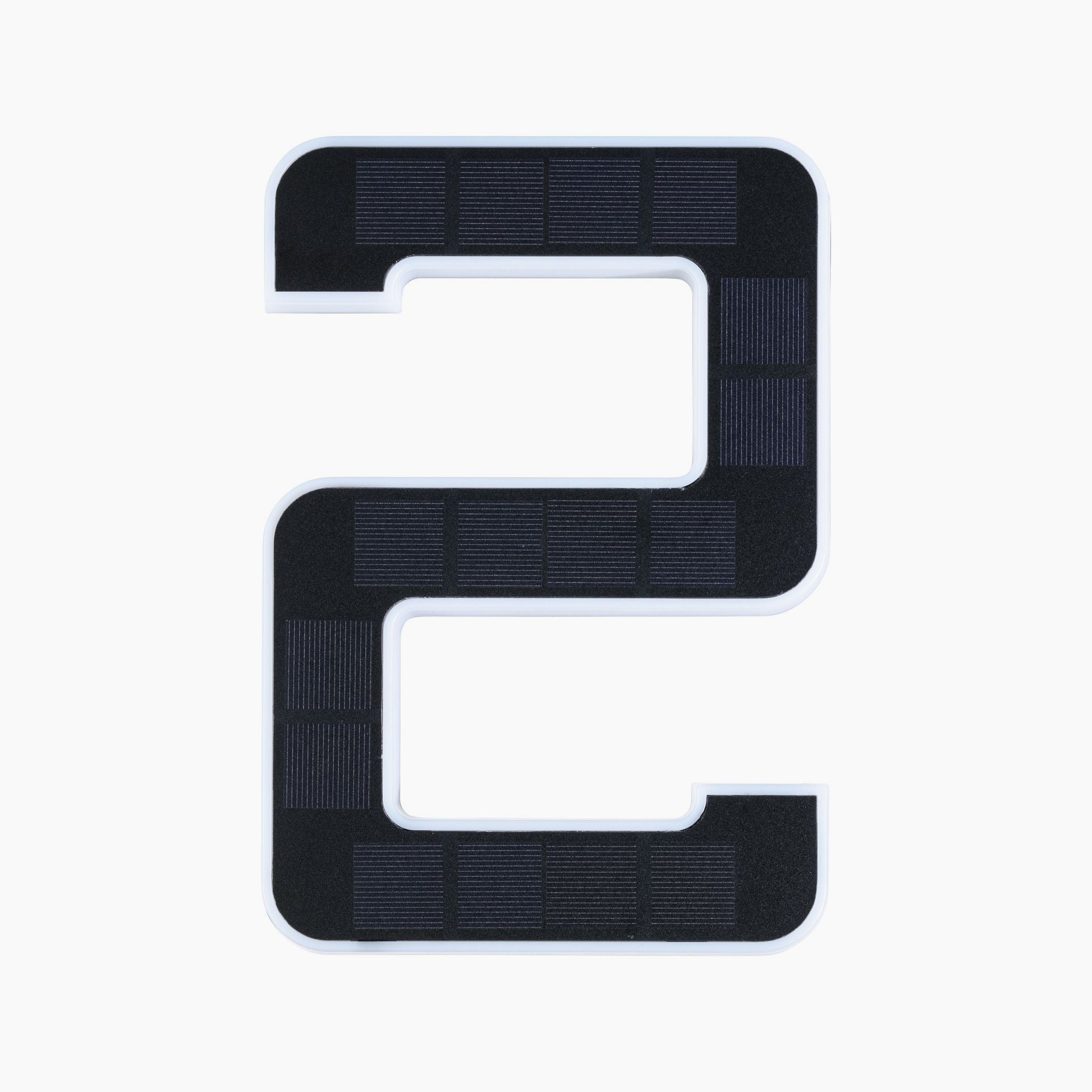 The Paulmann Outdoor Solar House Number 2 LED 0.2W, featuring a replaceable battery and a sleek black design, elegantly illuminates your house against a white background.