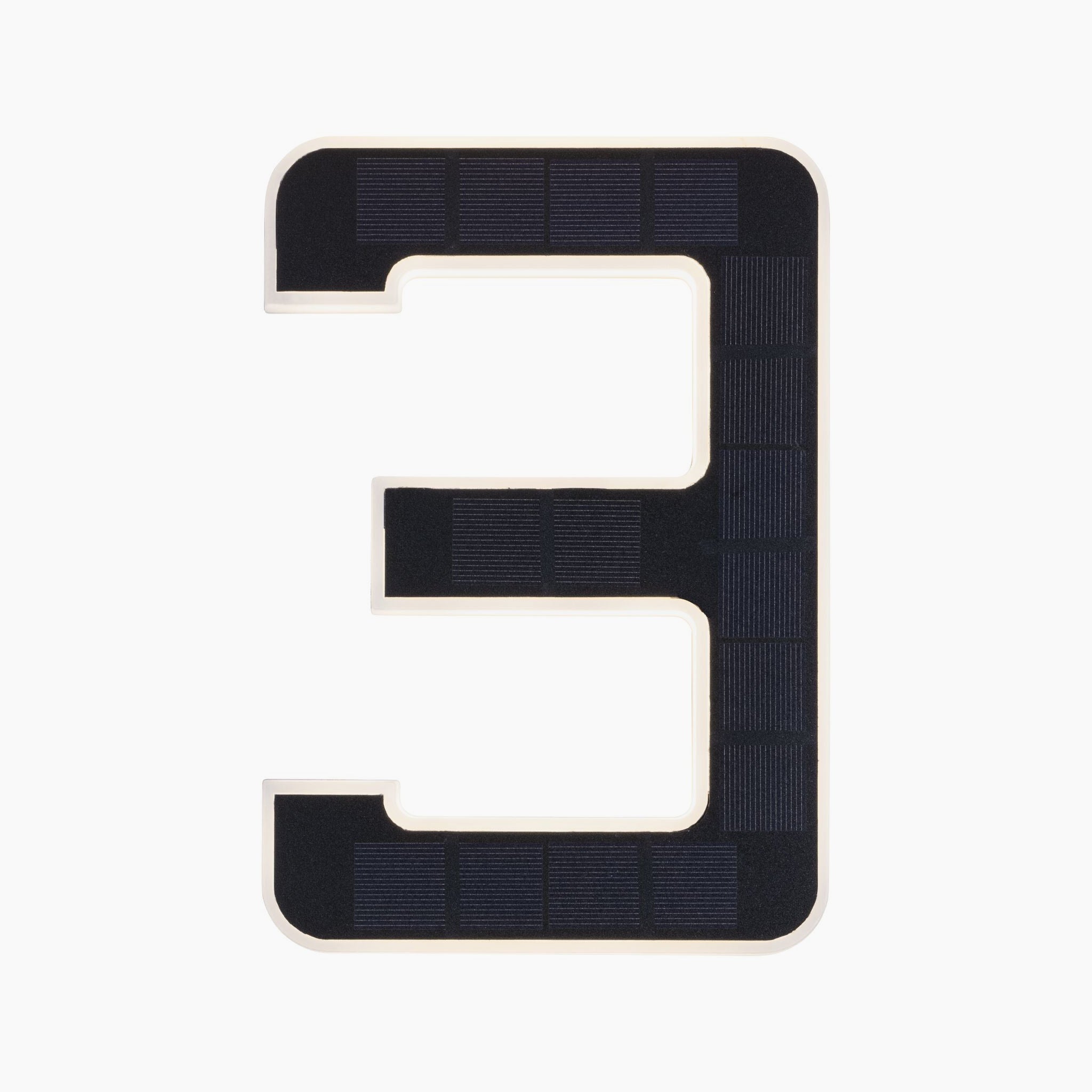 The Paulmann Outdoor Solar House Number 3, featuring an LED 0.2W with a replaceable battery and sleek black design, beautifully stands out on a pristine white background.