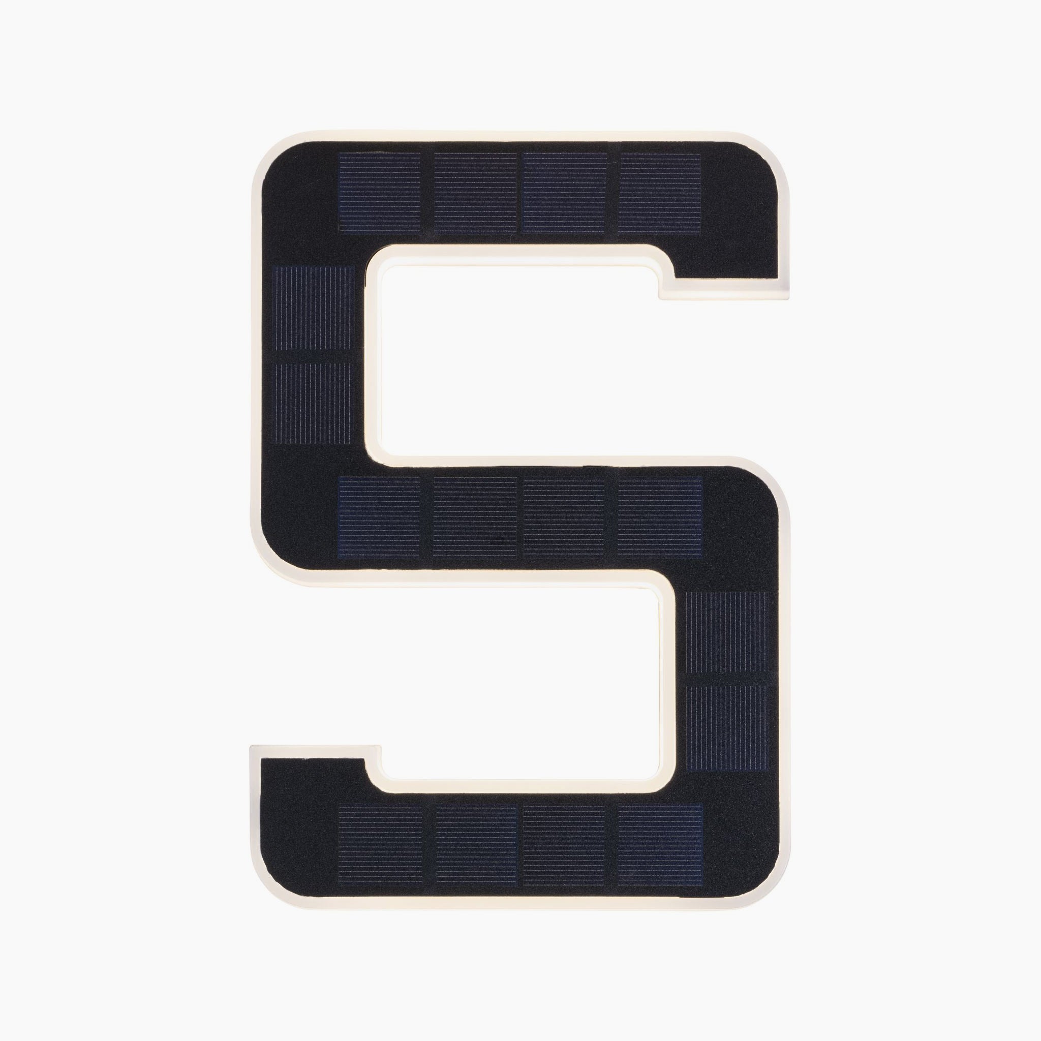 This geometric black "S" seamlessly transitions into an illuminated numeral, offering an ideal solution for a solar-powered house number luminaire like the Paulmann - Outdoor Solar House Number 5 LED 0.2W with a replaceable battery in black, set against a white background.