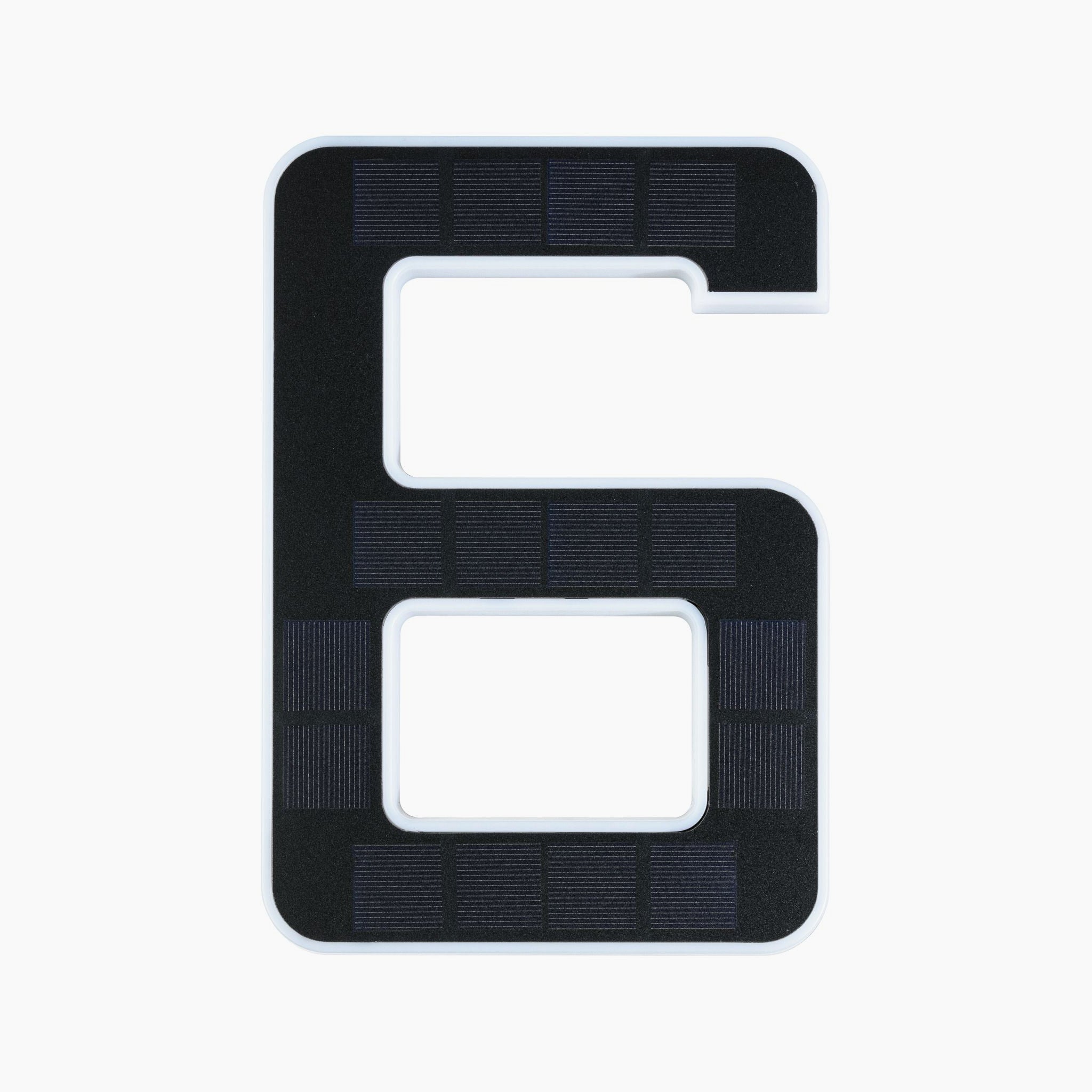 The Paulmann Outdoor Solar House Number 6 LED 0.2W features a black design on a white background and includes a replaceable battery.