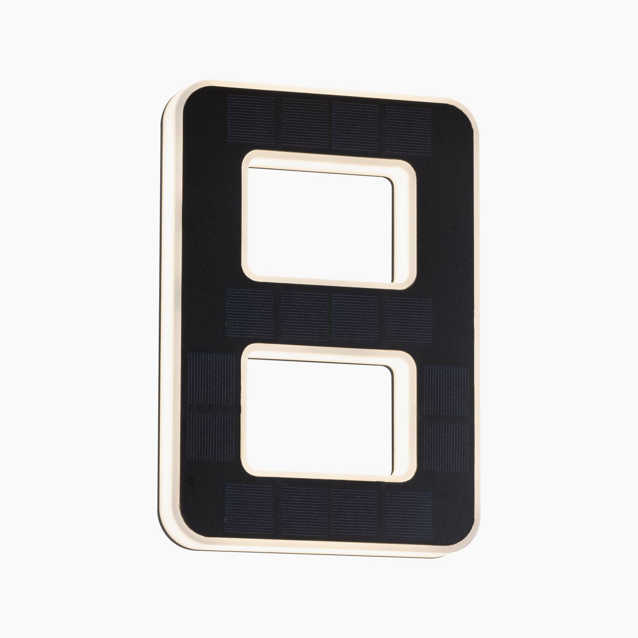 The Paulmann Outdoor Solar House Number 8 LED, featuring a 0.2W output with a replaceable battery in black, is prominently displayed against a clean white background like an illuminated house number luminaire.