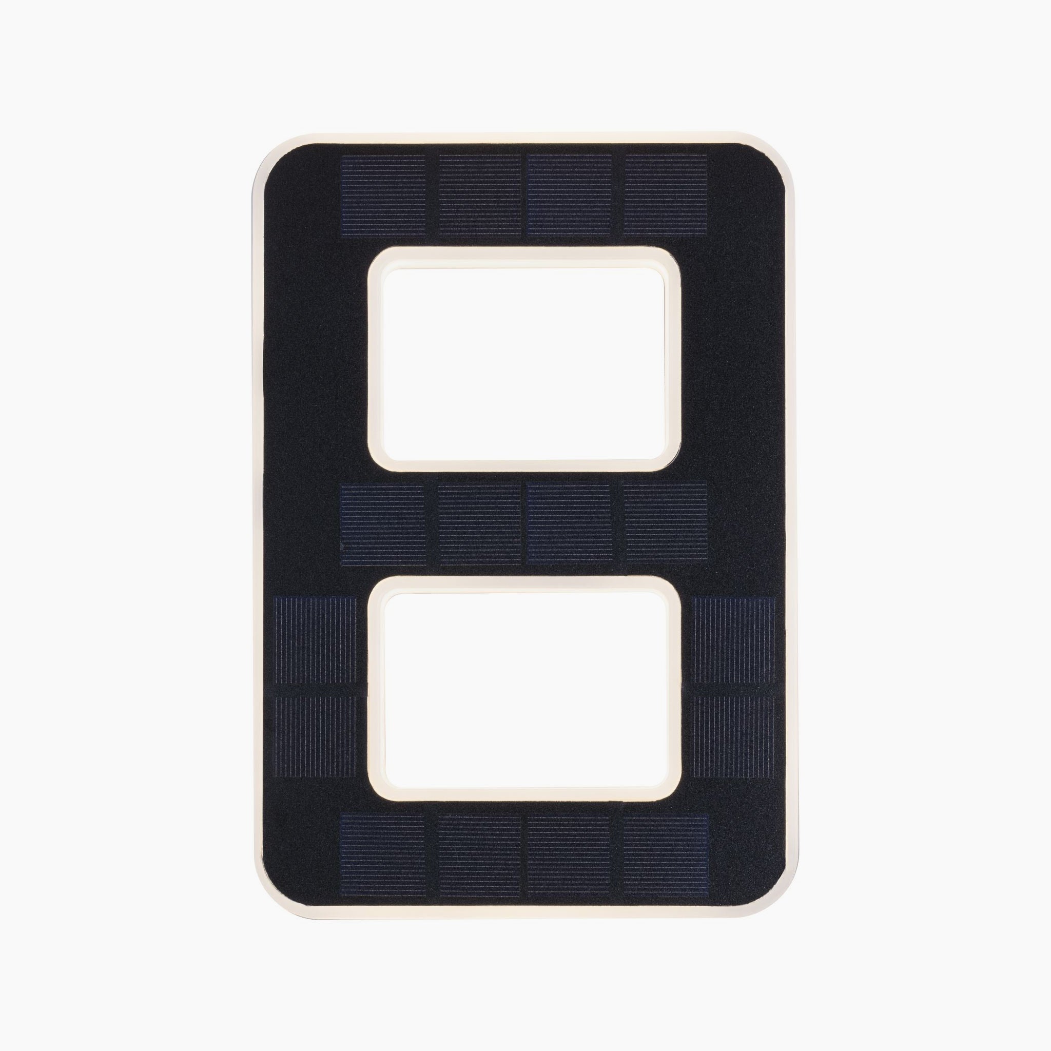 Paulmann's outdoor solar house LED number eight, designed in black with a white border, features an illuminated design to enhance visibility and includes a replaceable battery.