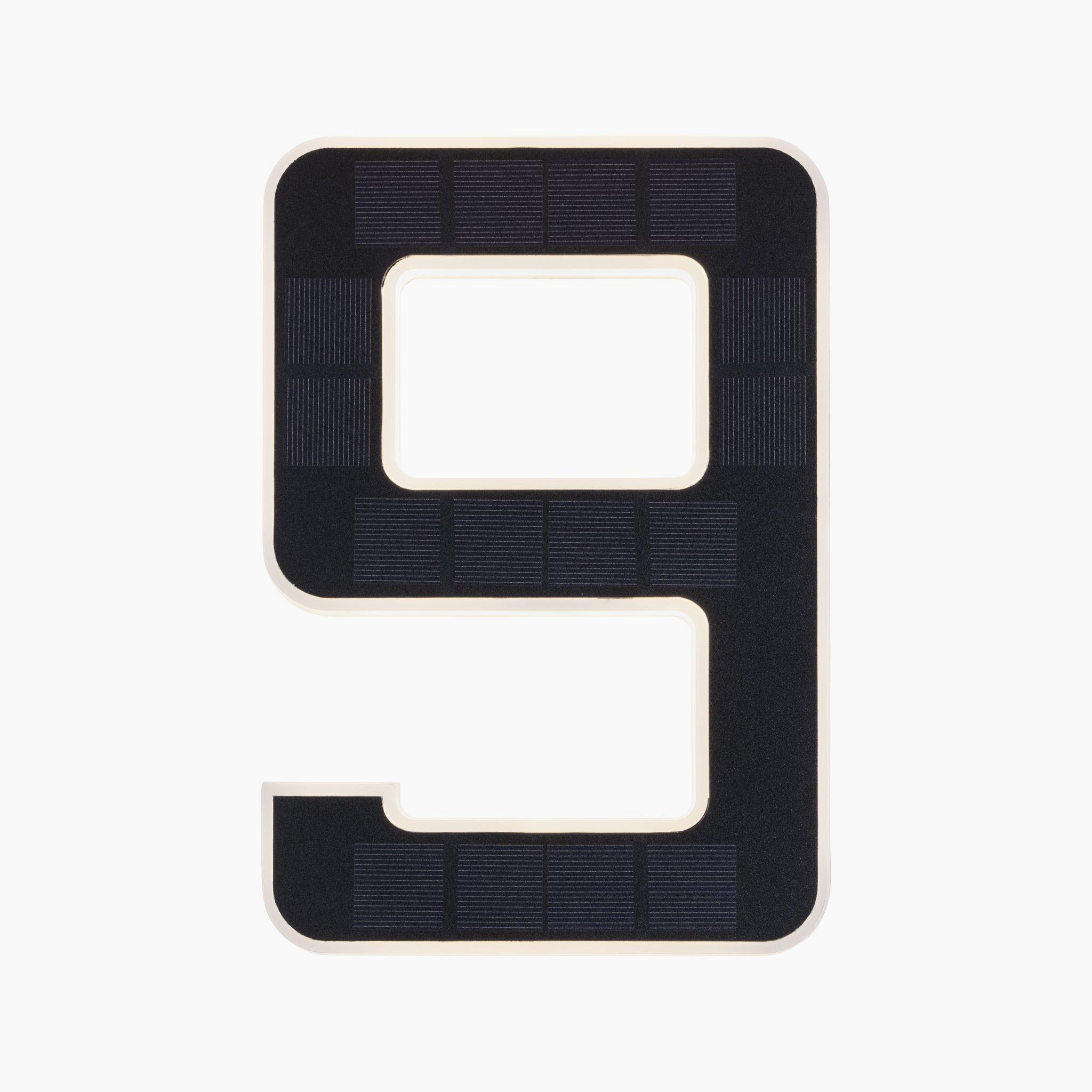 Featuring a sleek black design on a white background, the Paulmann Outdoor Solar House Number 9 LED 0.2W with Replaceable Battery combines elegance and sustainability in its solar-powered luminaire.
