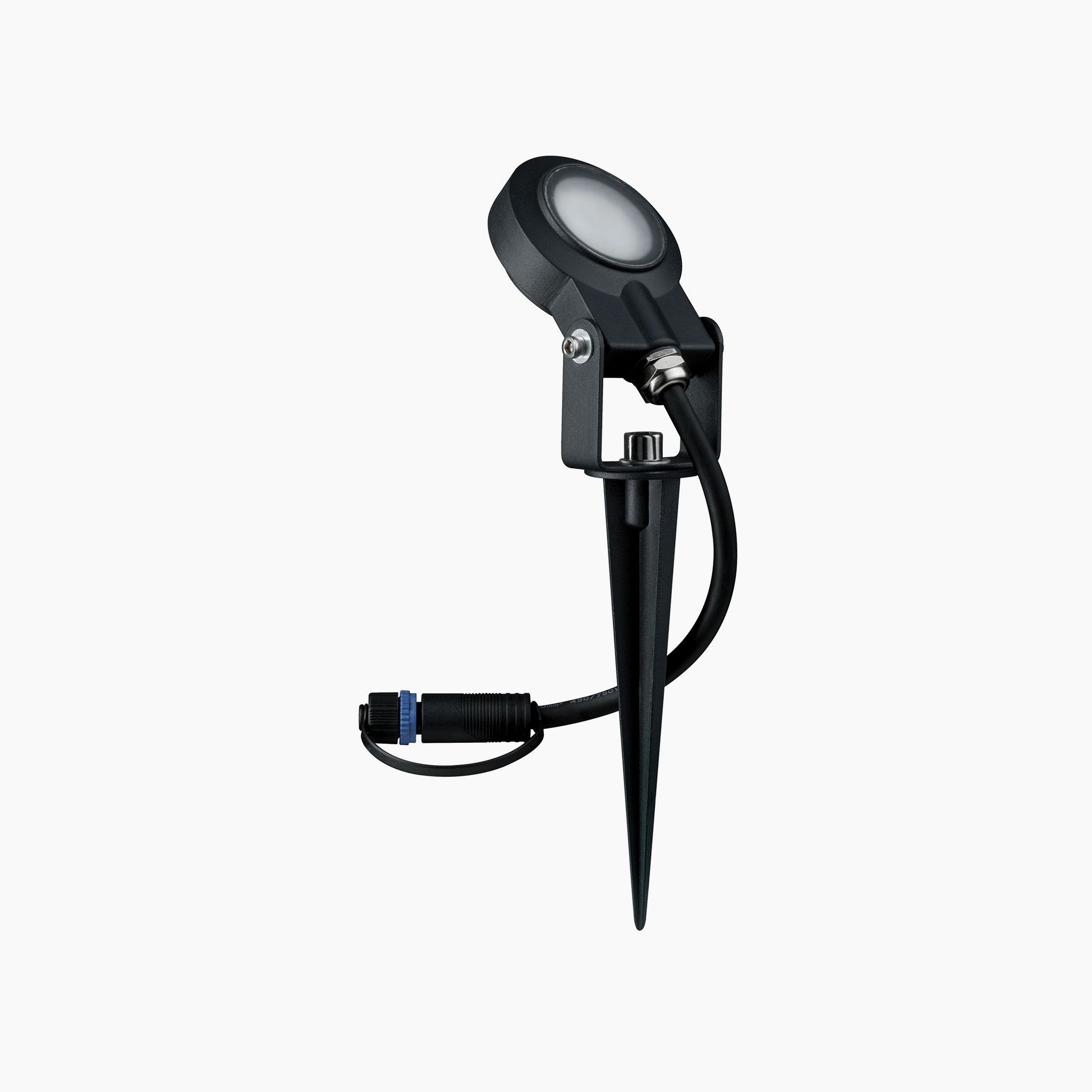 The Paulmann Plug & Shine Outdoor Sting 6.3W LED Warm White Individual Spotlight in Anthracite offers weatherproof lighting with an attached stake for easy insertion into the ground and wiring included. It emits a warm white light, making it ideal for enhancing your garden's ambiance.