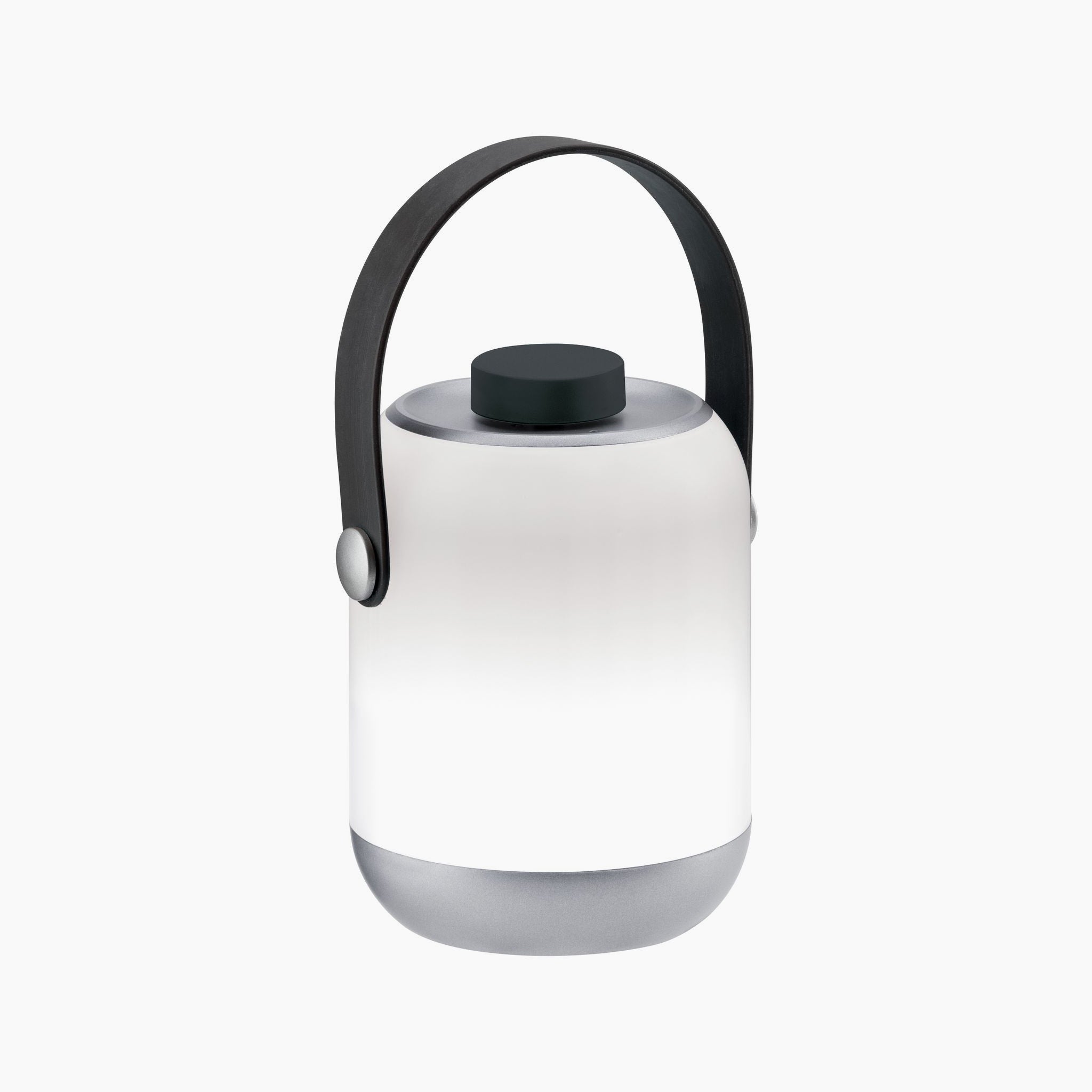 The Paulmann Outdoor Clutch 6W LED Mobile Table Lamp in Grey is a modern and portable lighting solution, featuring a sleek grey handle and base against a minimalist white design, providing pleasant light wherever you go.