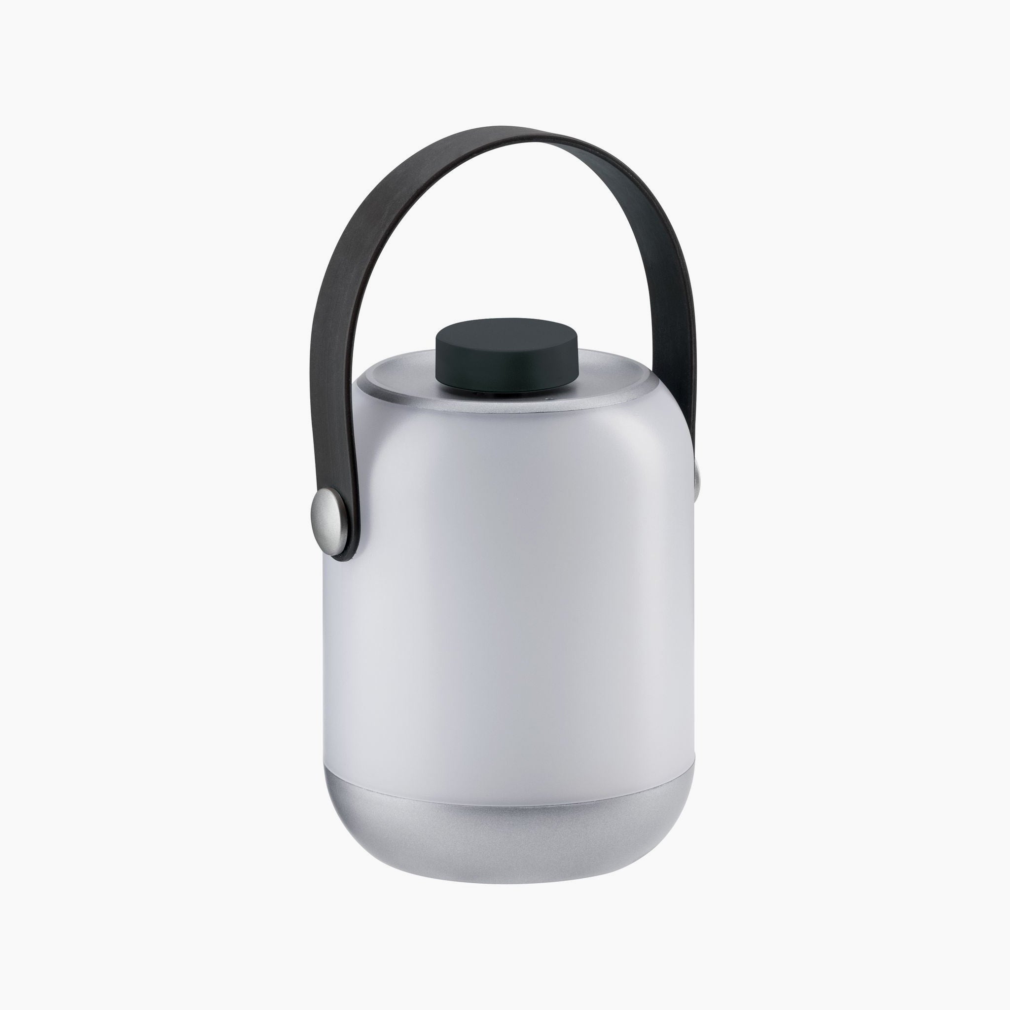 The Paulmann Outdoor Clutch 6W LED Mobile Table Lamp in Grey is a stylish and portable lighting solution, featuring a convenient black handle and sleek silver base to provide pleasant illumination wherever you take it.