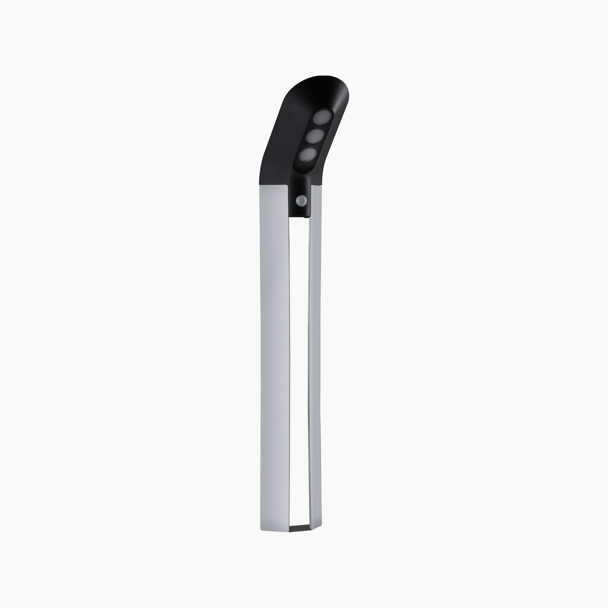 The Paulmann Outdoor Soley 1.22W LED Bollard Lighting features a sleek design with an anthracite finish and a modern, curved structure, seamlessly incorporating motion detection technology for enhanced energy efficiency.