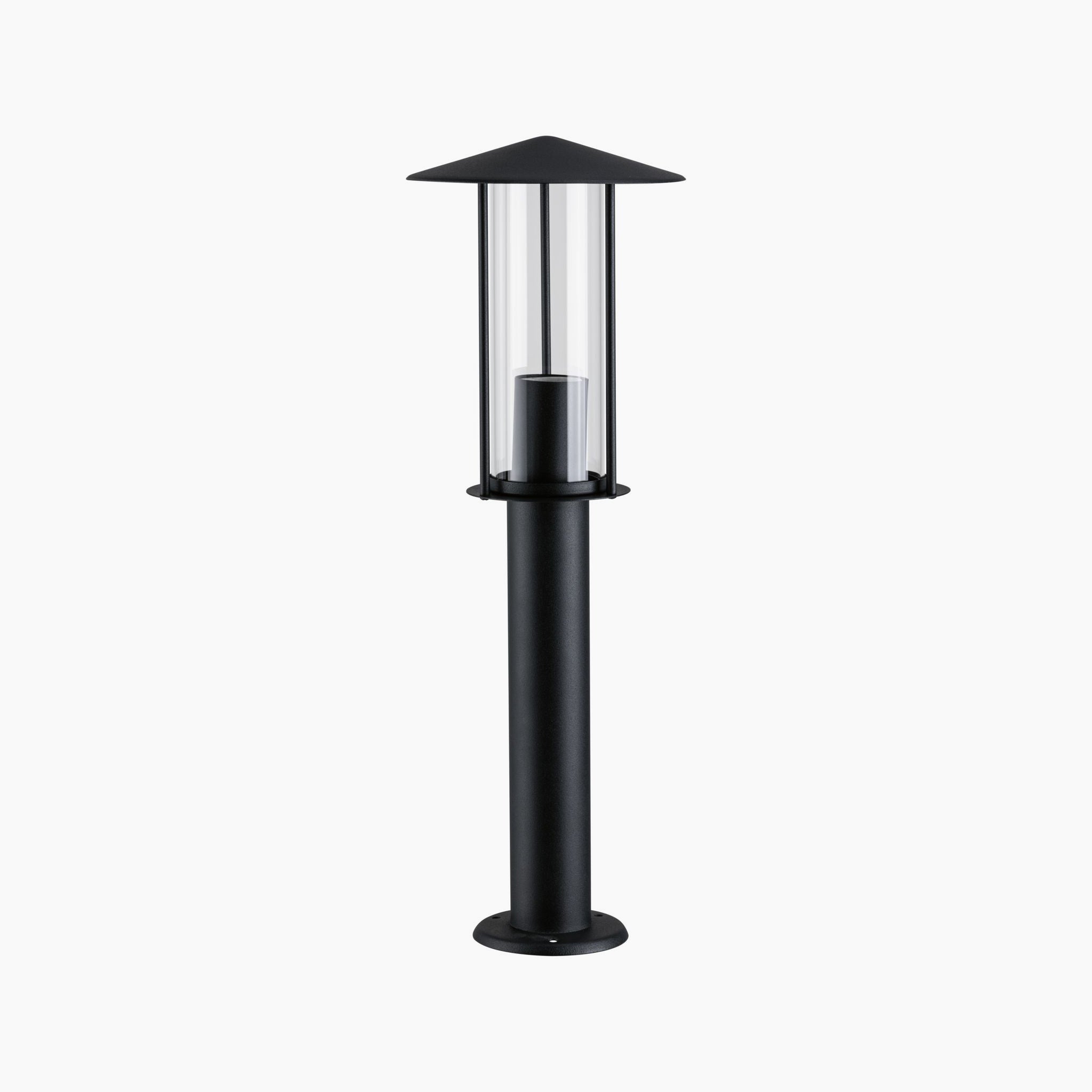 The Paulmann Outdoor Classic 15W LED Bollard Light in Dark Grey presents a modern aesthetic with its glass-enclosed design and triangular top on a tall post. This bollard light ensures dependable illumination and features IP44 protection, ensuring durability against various weather conditions.