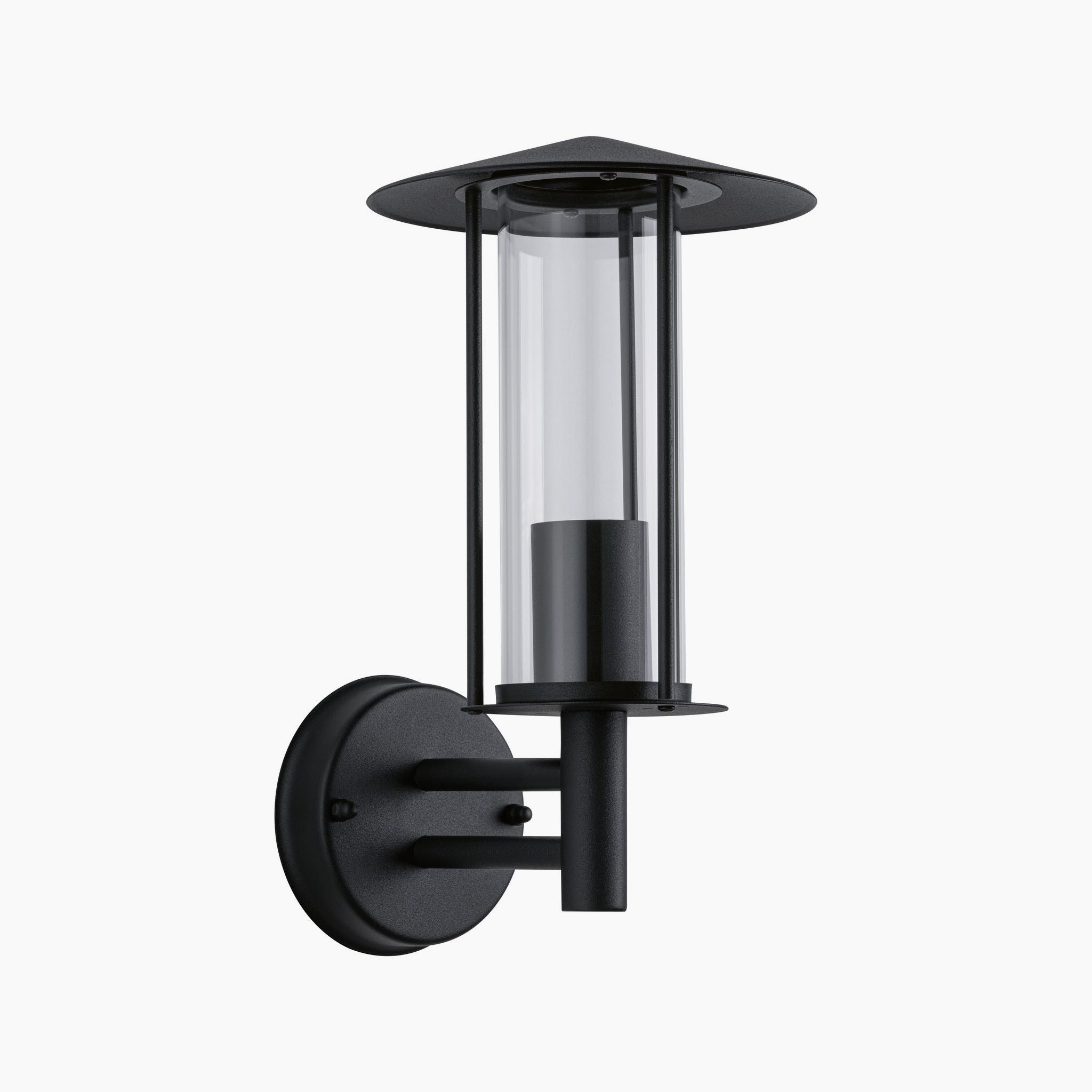 The Paulmann Outdoor Classic 15W LED Wall Light in dark grey is crafted for exterior walls, featuring a clear cylindrical glass cover and conical top, with IP44 protection to ensure durability against the elements.