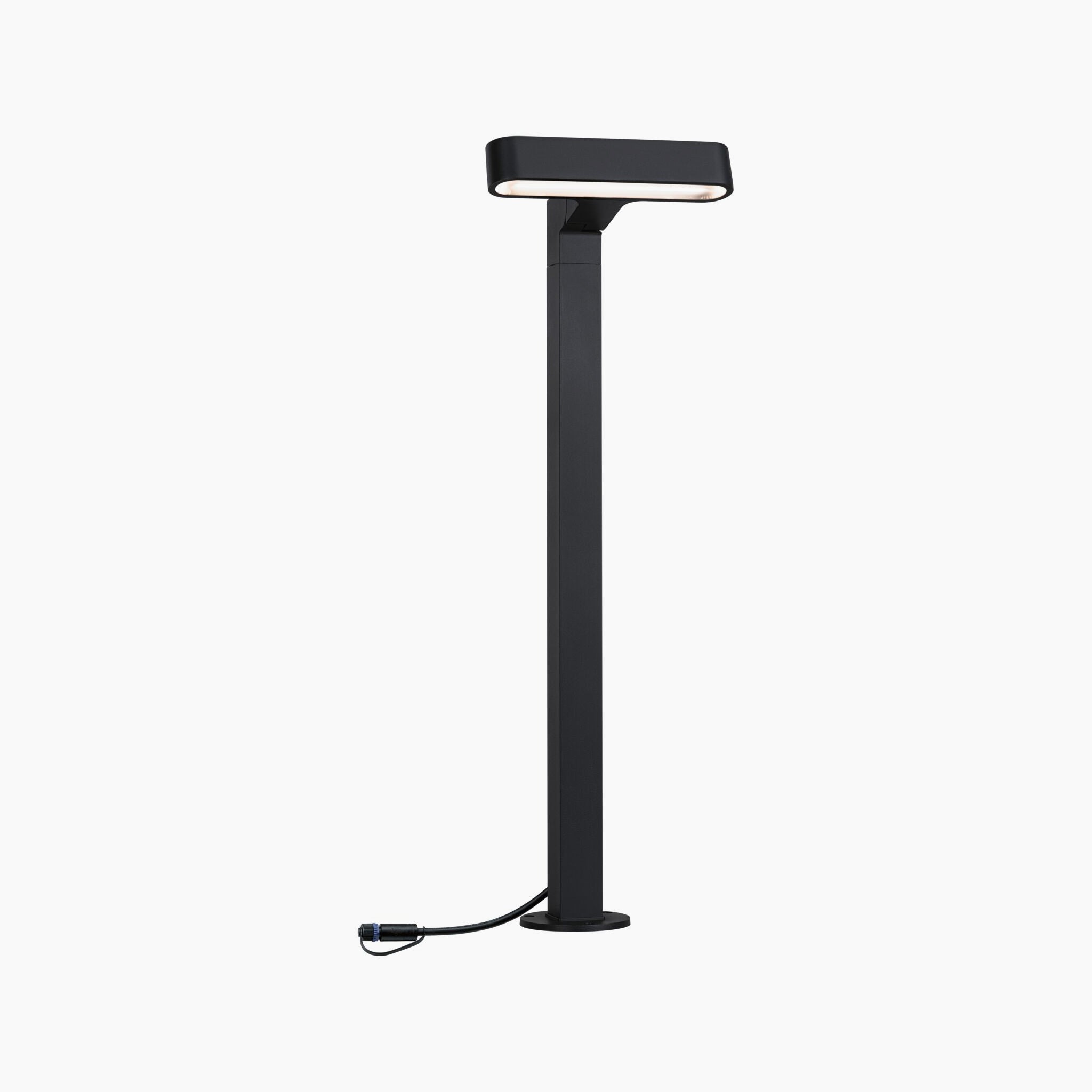 Introducing the Paulmann - Plug & Shine Outdoor Ito 6W LED Horizontal Bollard in Anthracite. This sleek outdoor lighting solution features a rectangular head and cord, making it an excellent addition to any setting. Ideal for enhancing indoor ambiance or complementing your outdoor lighting design.