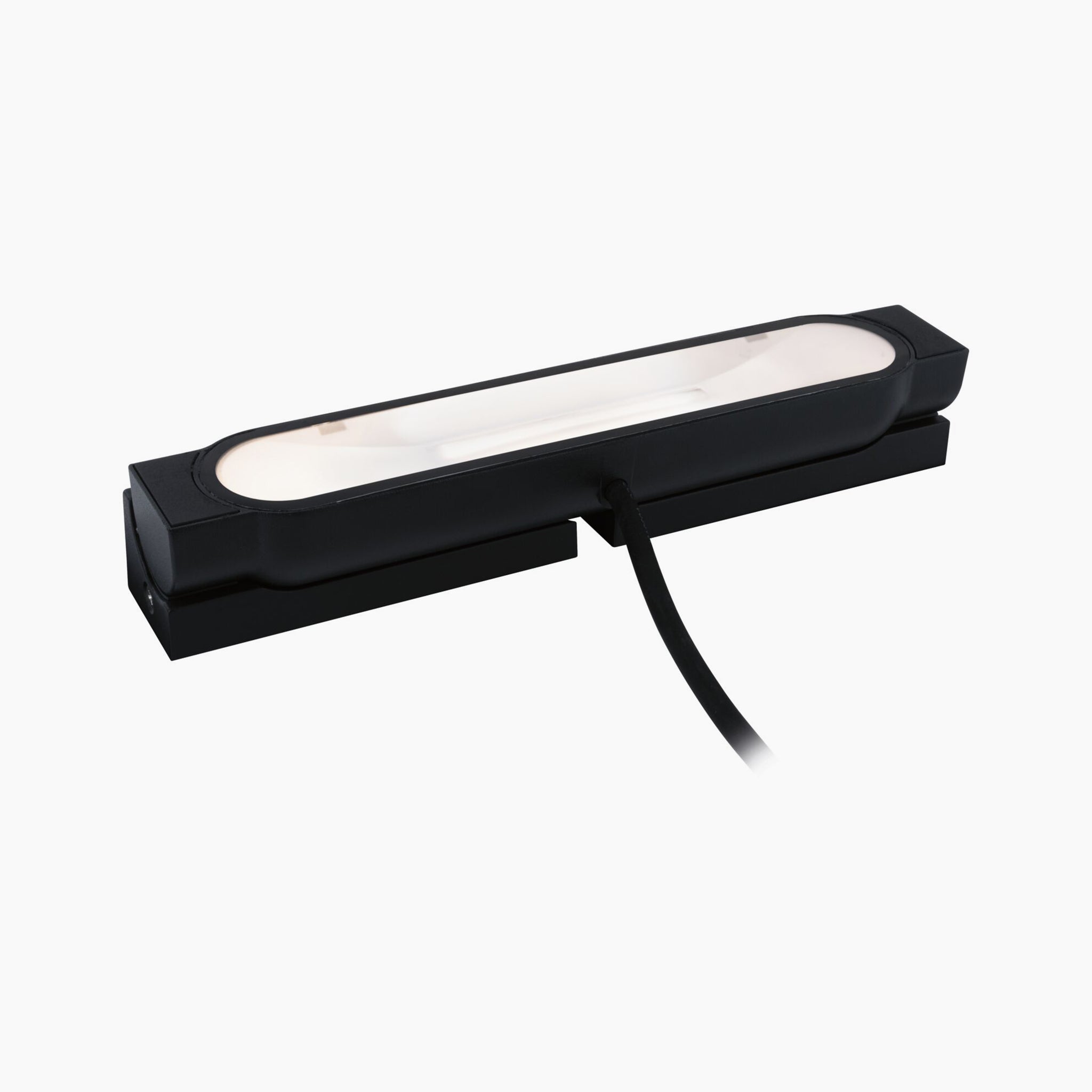 An elegant anthracite LED wall washer light with a rectangular base and adjustable neck, featuring IP67 protection for enhanced durability.