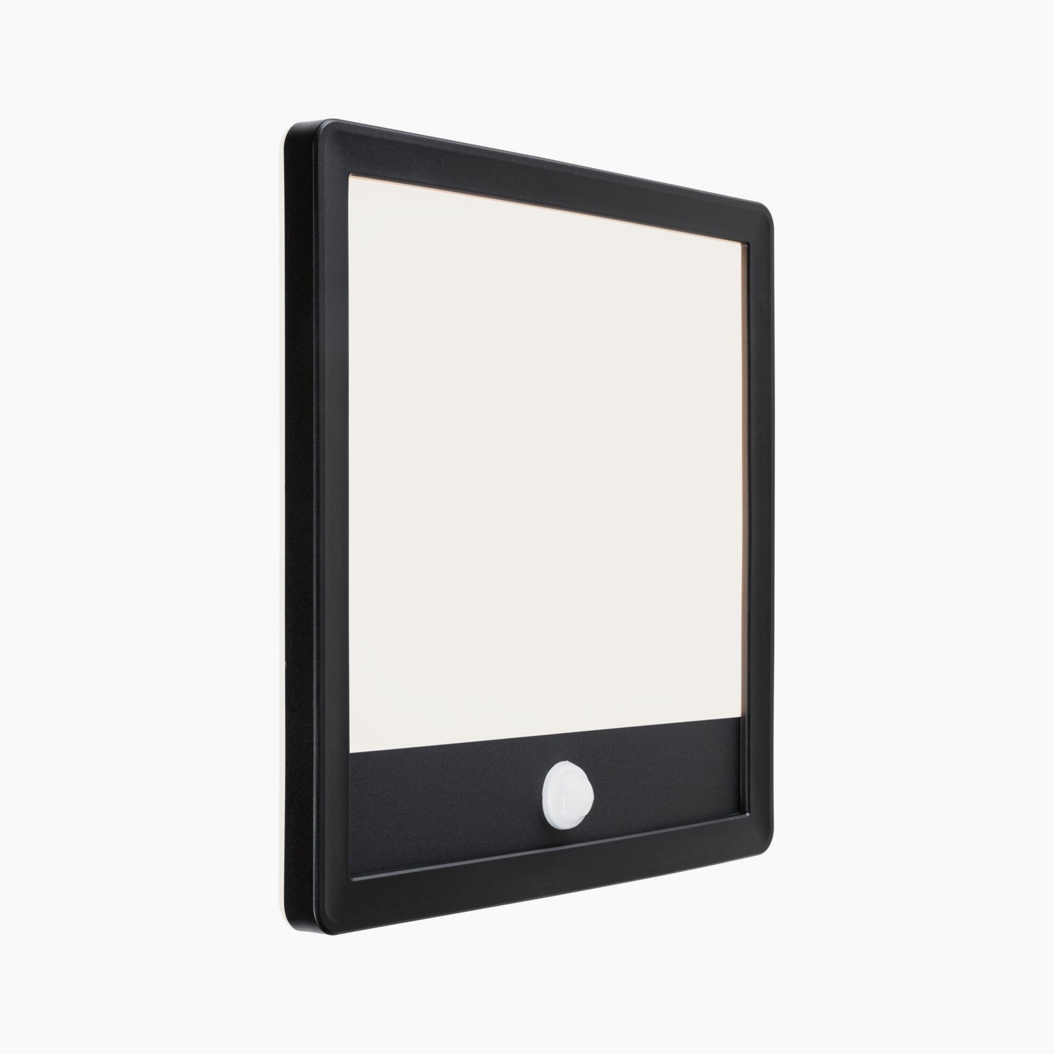 Paulmann - Outdoor Lamina Insect Friendly 16W LED backlit square panel, featuring tunable warm light and a motion detection system, encased in a black frame.