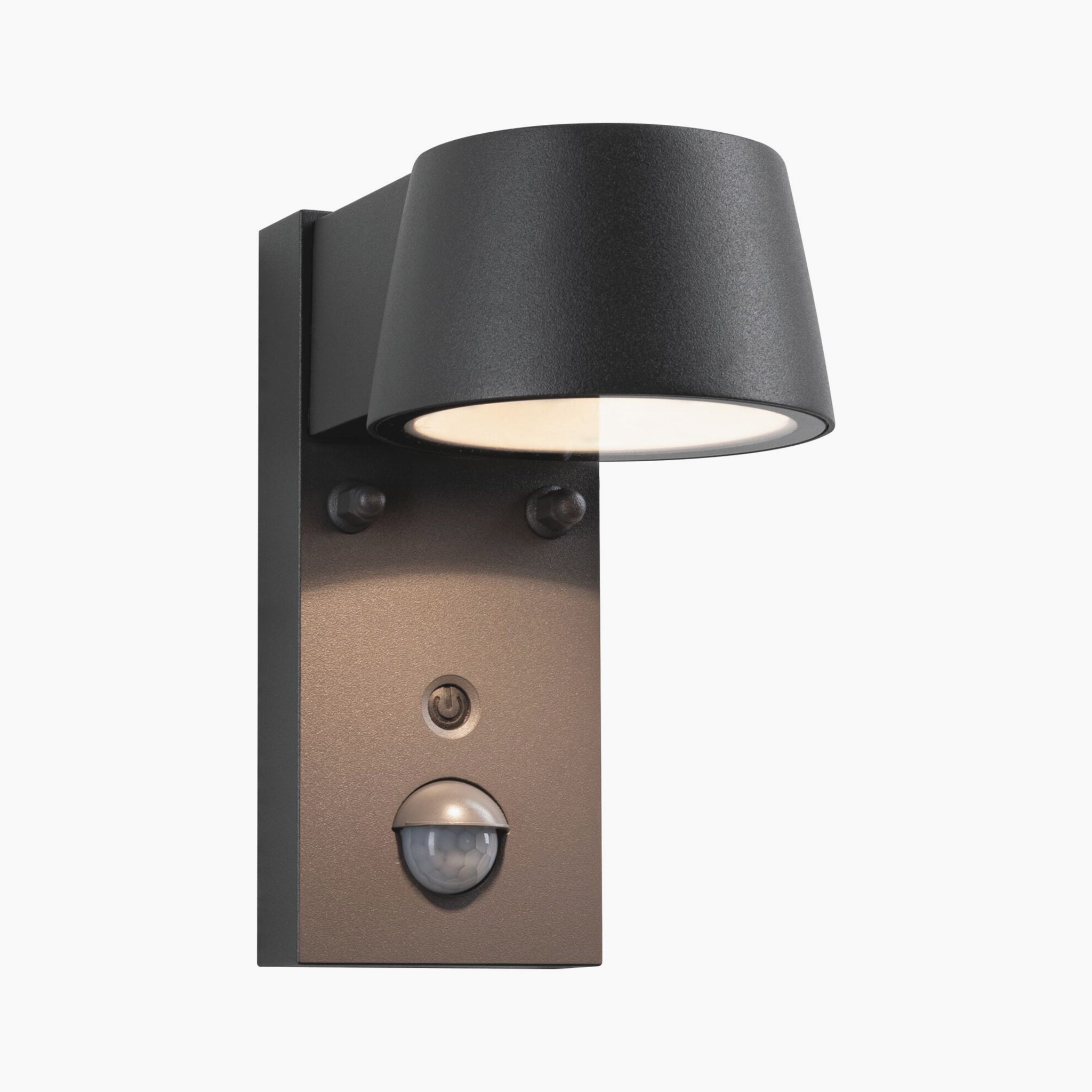 Contemporary anthracite wall-mounted outdoor LED light by Paulmann, featuring an insect-friendly design and motion detection.