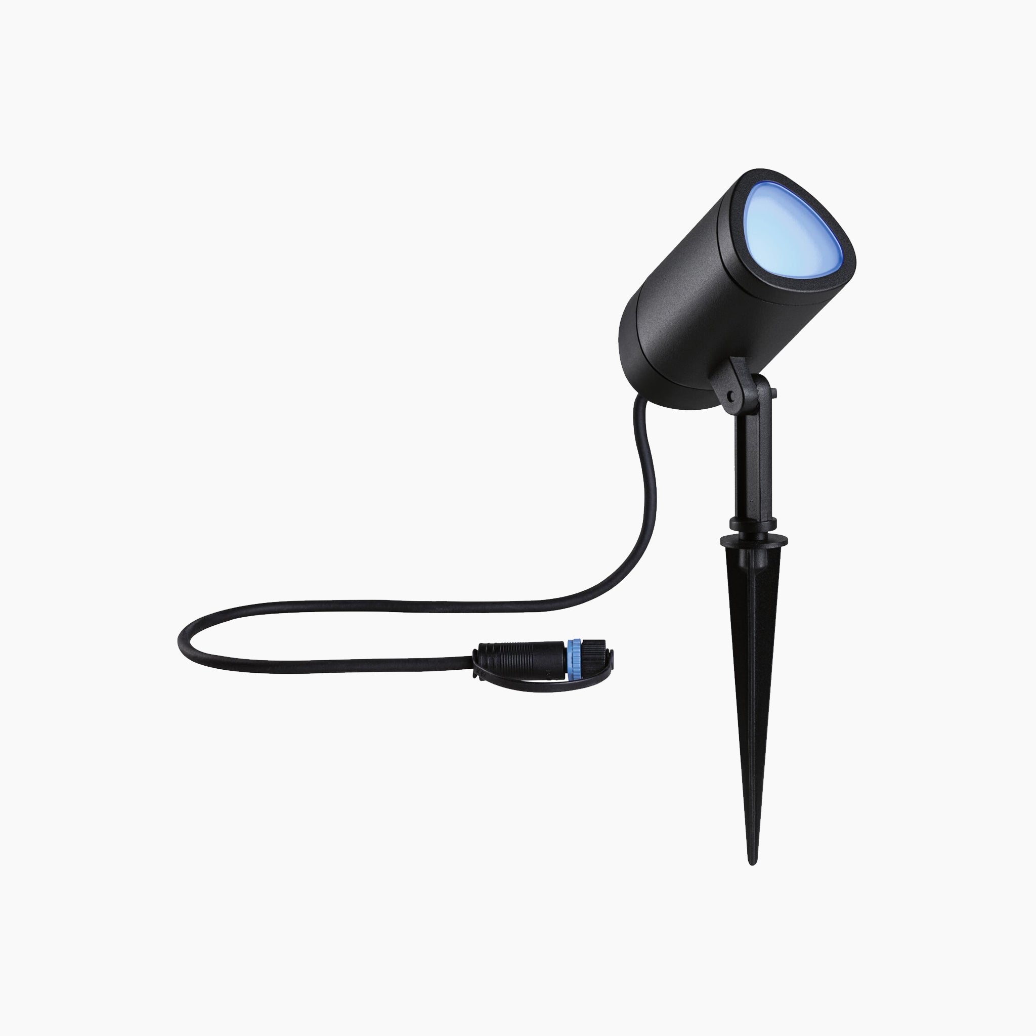 The Paulmann Plug & Shine Outdoor 6.5W LED Garden Spotlight in Anthracite, equipped with Smart Home Zigbee 3.0 technology, is weather-resistant and includes a pointed stake along with a cable and plug for easy ground installation. It offers RGBW color-changing capabilities, allowing you to enhance your outdoor ambiance with vibrant lighting options.