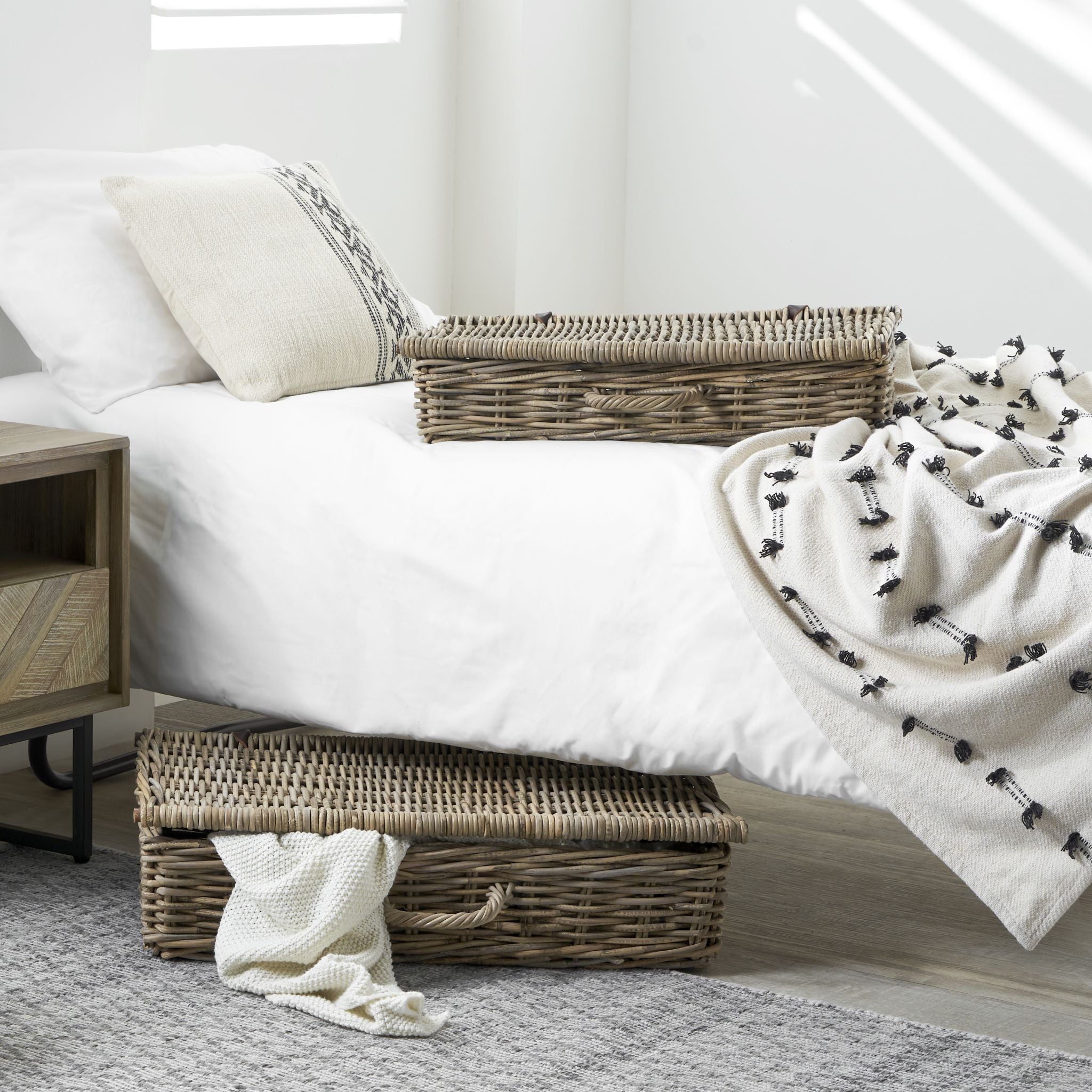 Grey Kubu Set of 2 Rectangular Underbed Storage