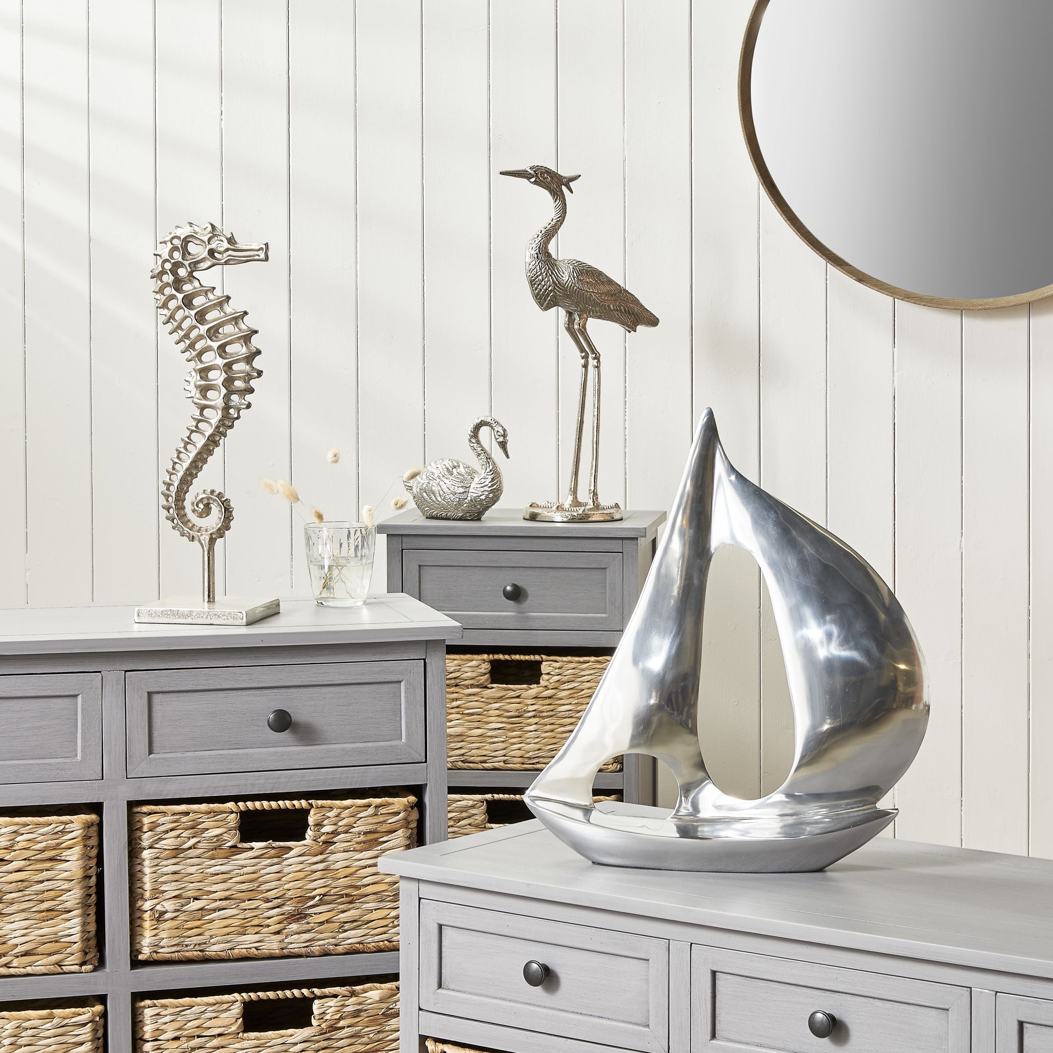 Raw Aluminium & Nickel Sea Horse Decoration