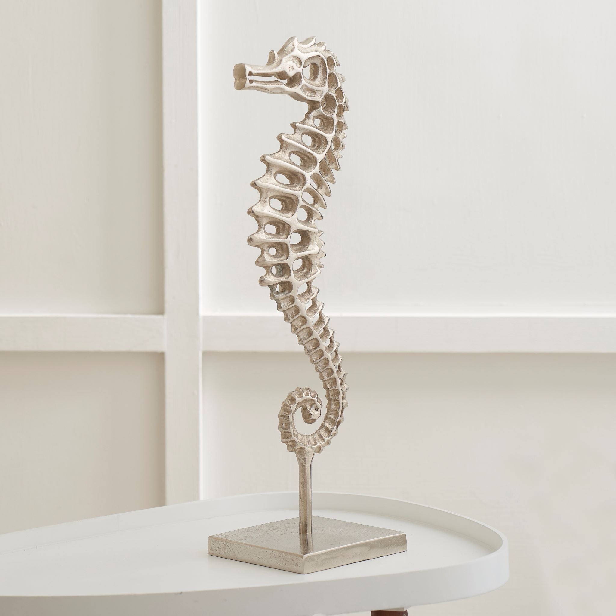 Raw Aluminium & Nickel Sea Horse Decoration