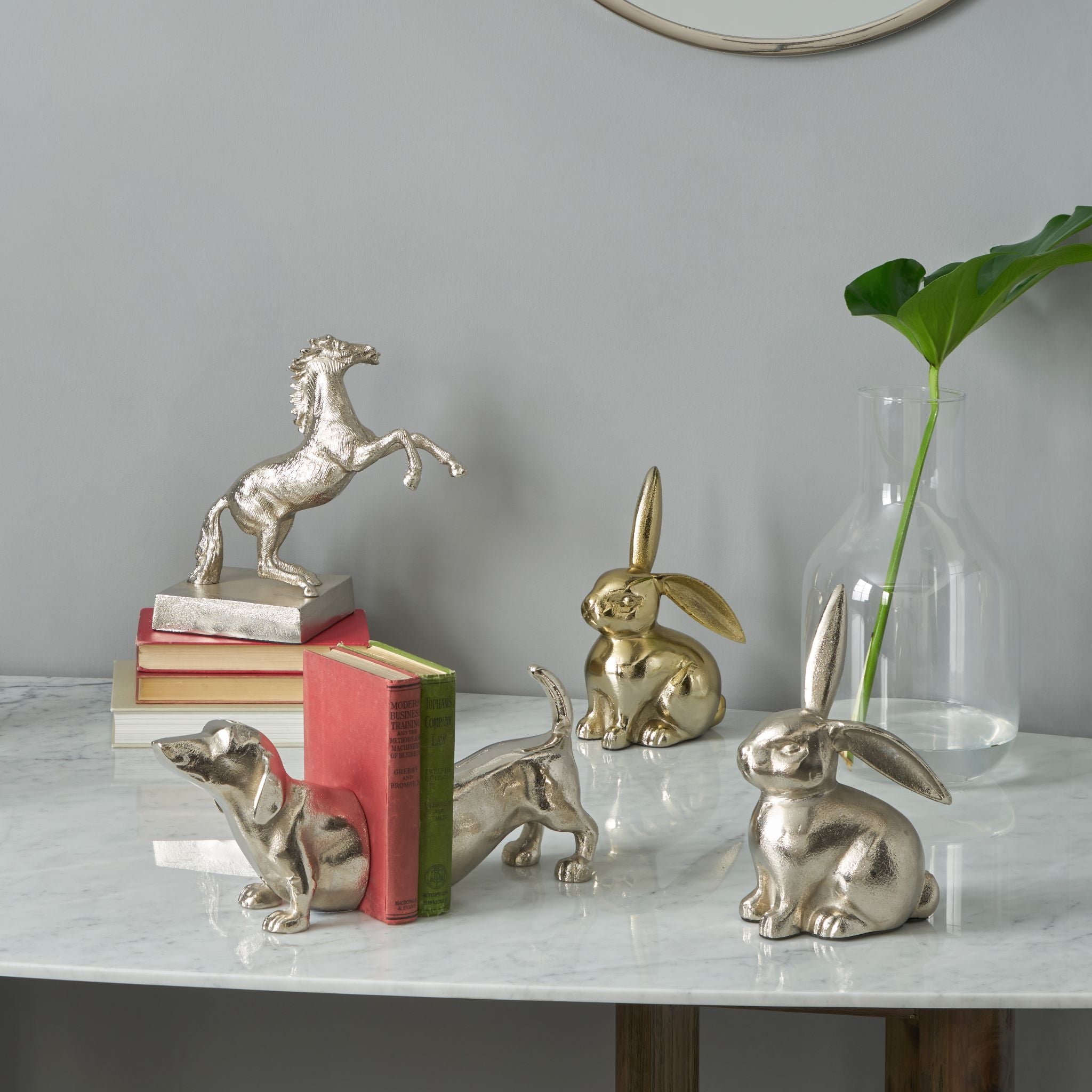 Silver Metal Sausage Dog Book Ends