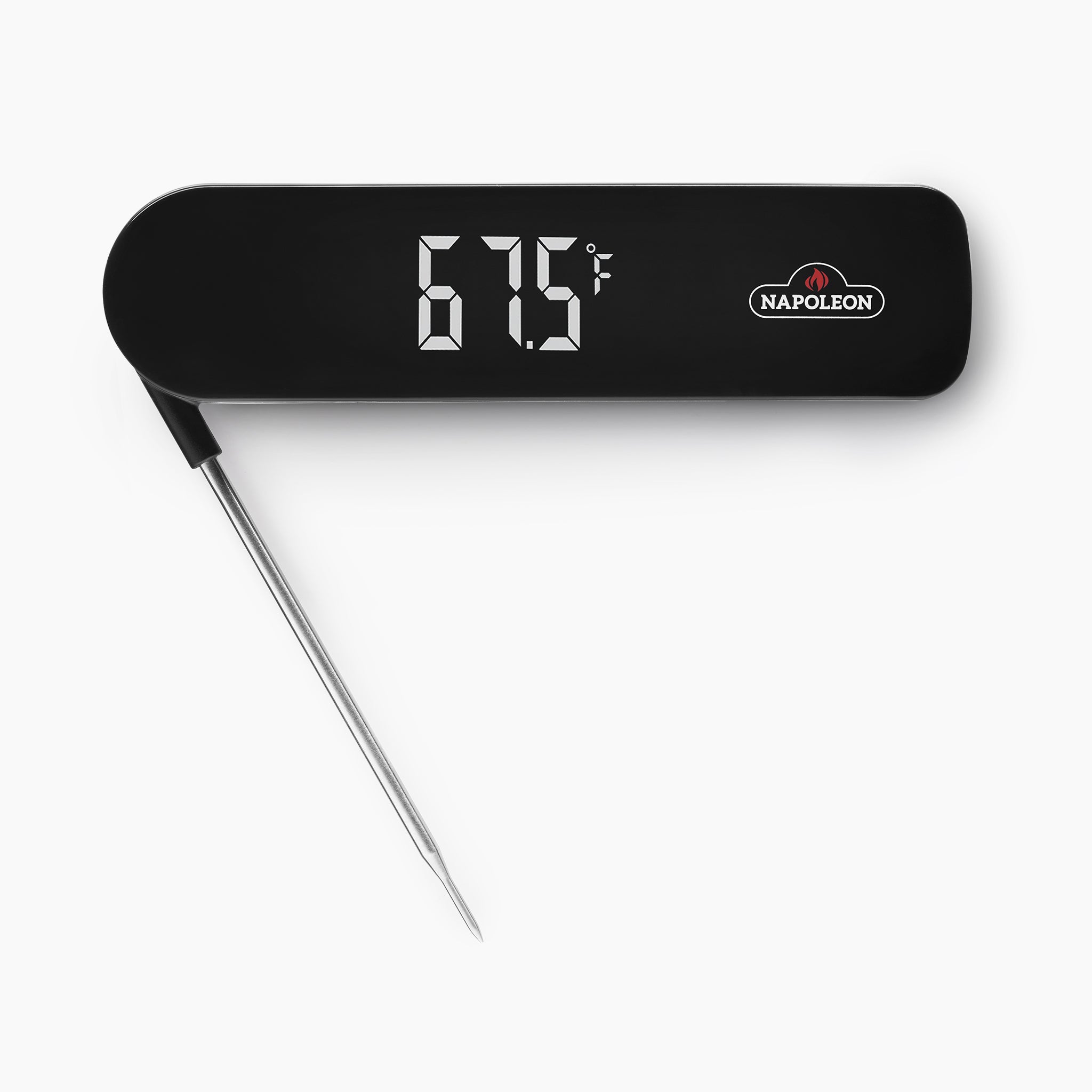 The Napoleon - Fast Read Thermometer is a black digital device displaying 67.5°F, with the "Napoleon" logo on the right side.