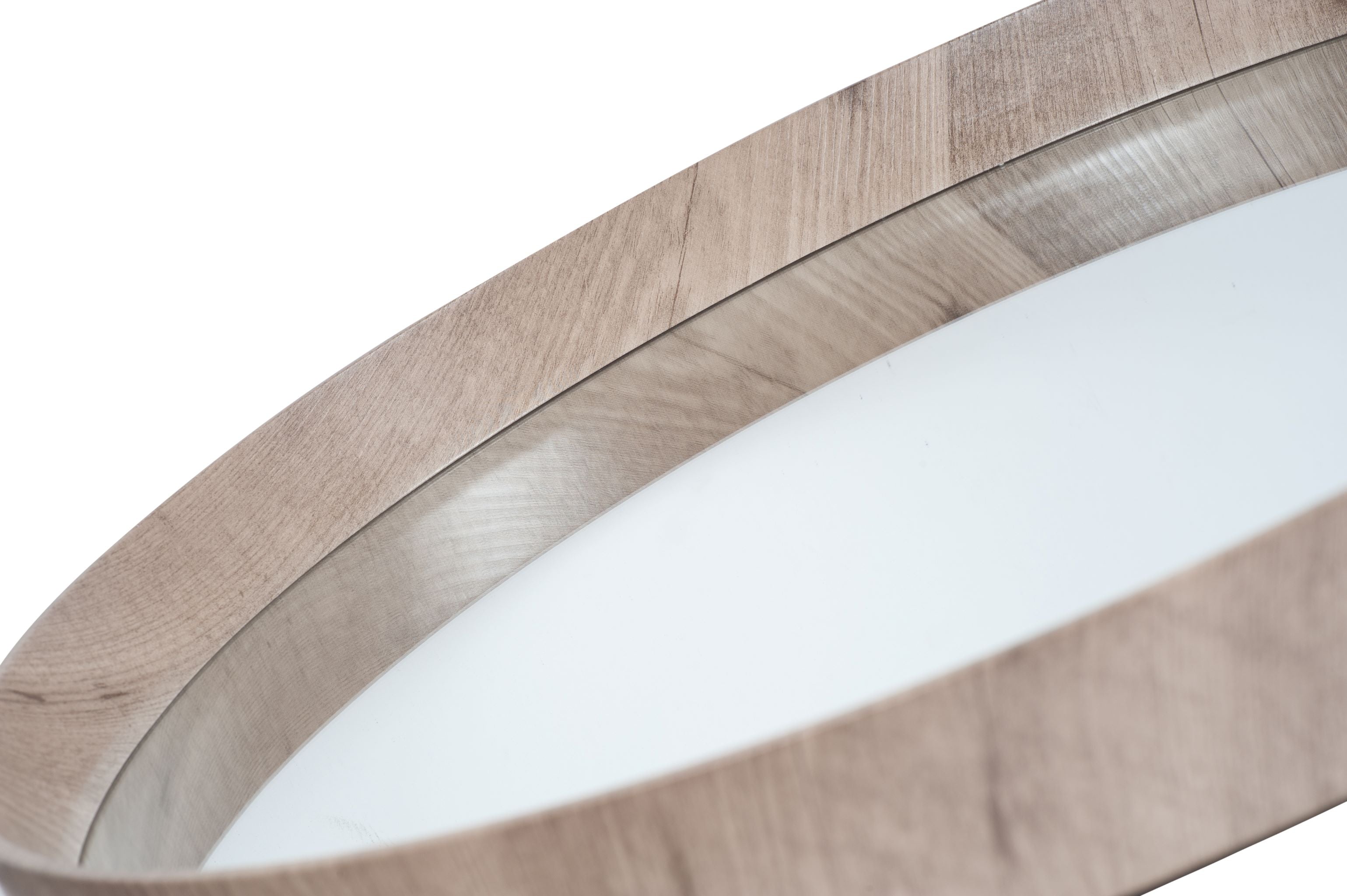 Natural Wood Veneer Round Wall Mirror