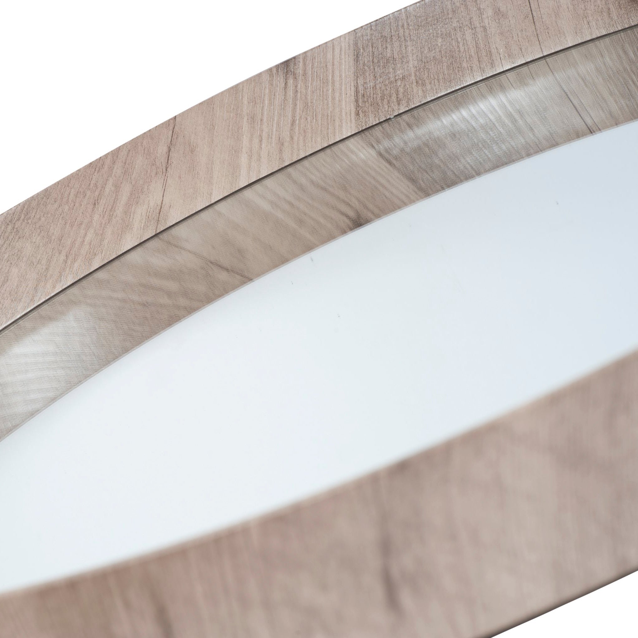 A close-up of the Pacific Lifestyle Natural Wood Veneer Round Wall Mirror showcases a minimalist modern look against a pristine white background.