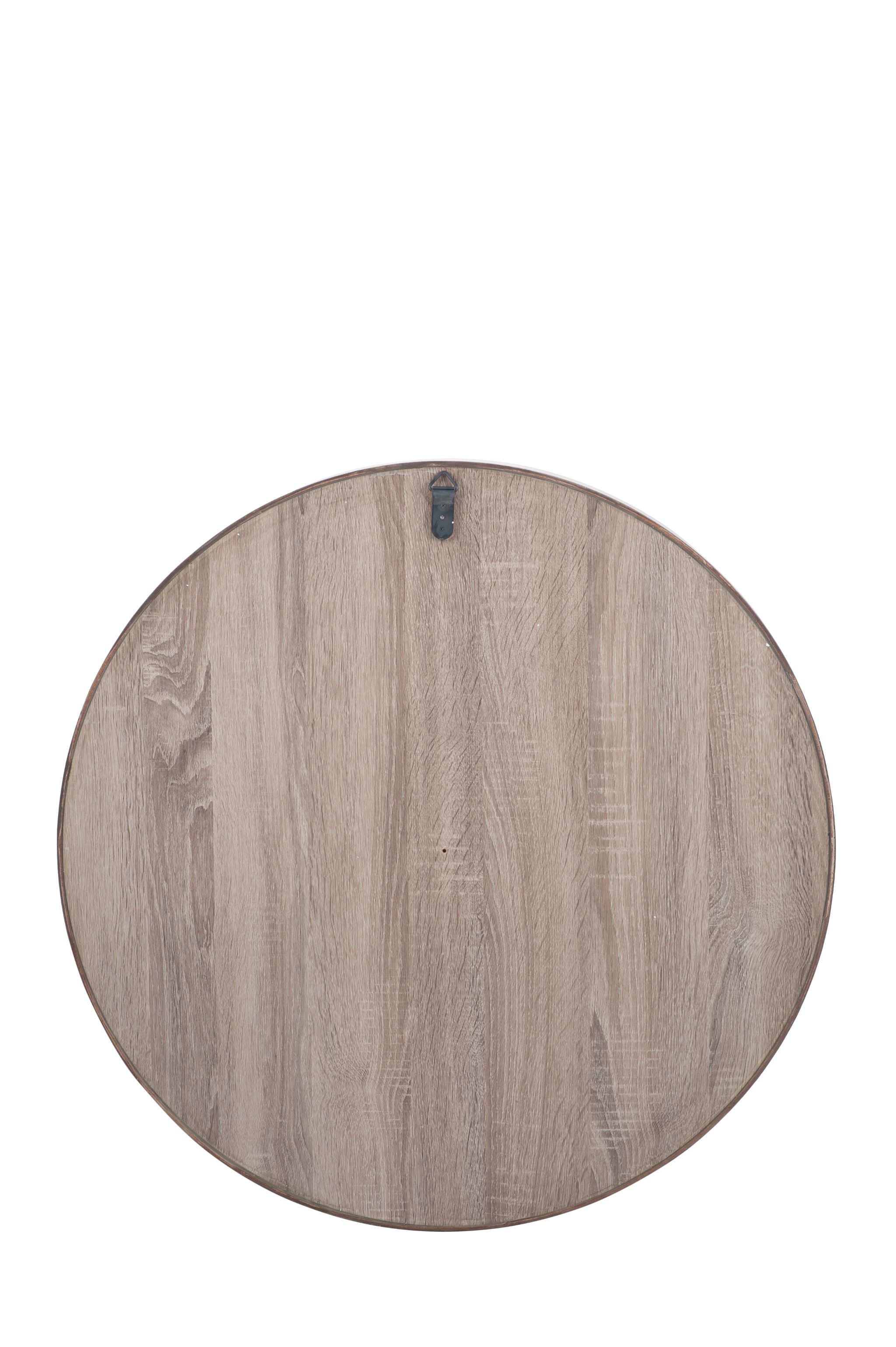 Natural Wood Veneer Round Wall Mirror