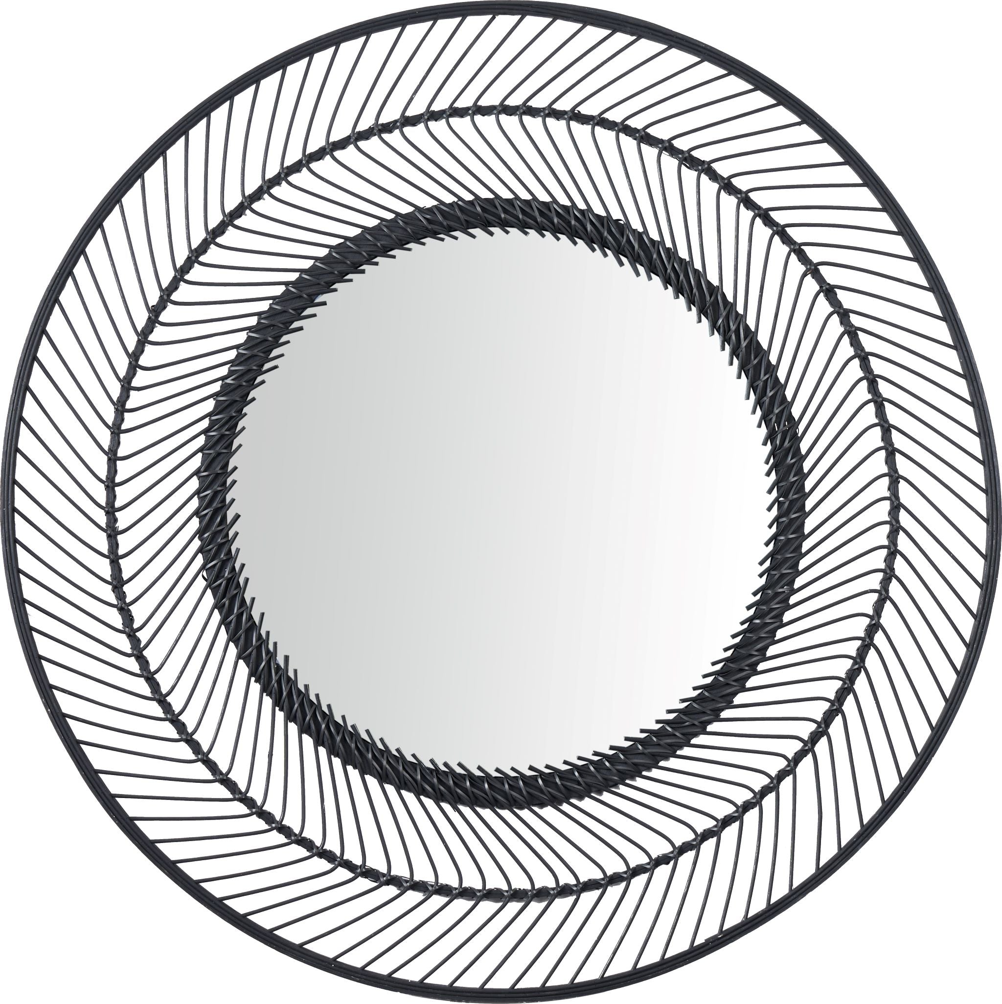 Black Bamboo Round Wall Mirror Large
