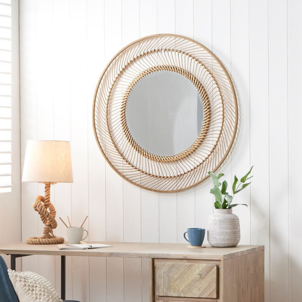 Bamboo Round Wall Mirror Large