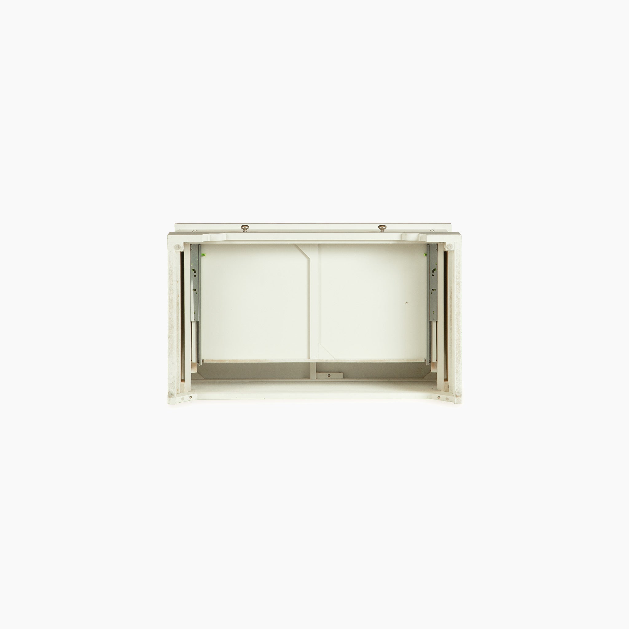 Front view of the Amberley Double Wardrobe in Warm White, doors open, set against a plain white background—an elegant bedroom storage solution.