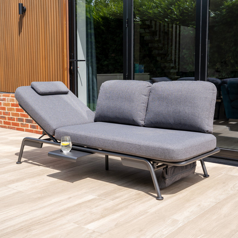 Alba 3 Seat Sofa with Sun Lounger Feature in Charcoal