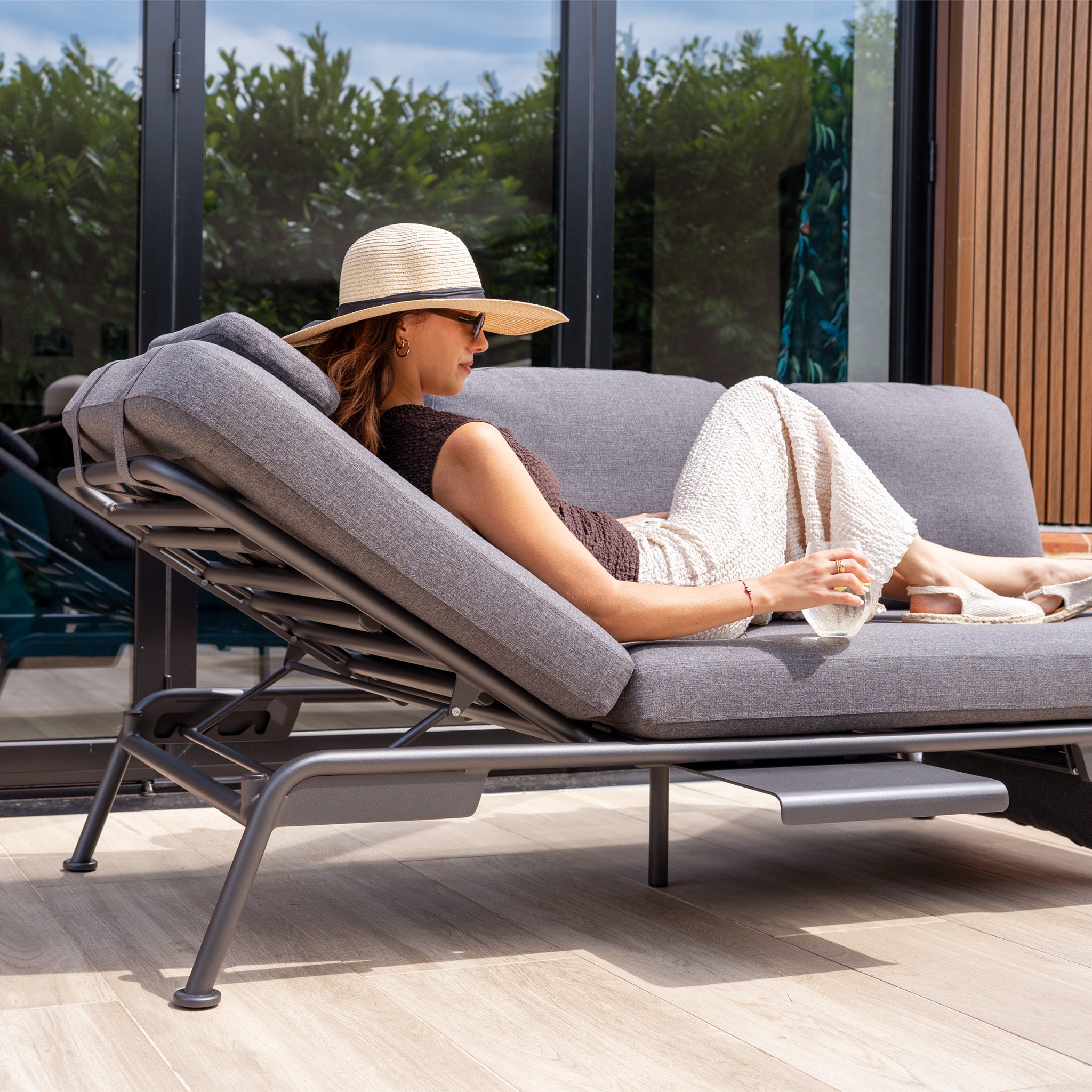 Alba 3 Seat Sofa with Sun Lounger Feature in Charcoal